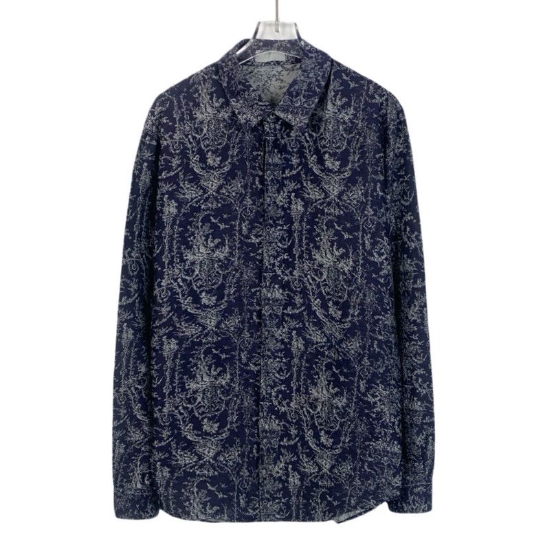 Dior DiorSize 39 Blue pattern full-print lapel long-sleeved shir Size US XXS / EU 40 - 1 Thumbnail