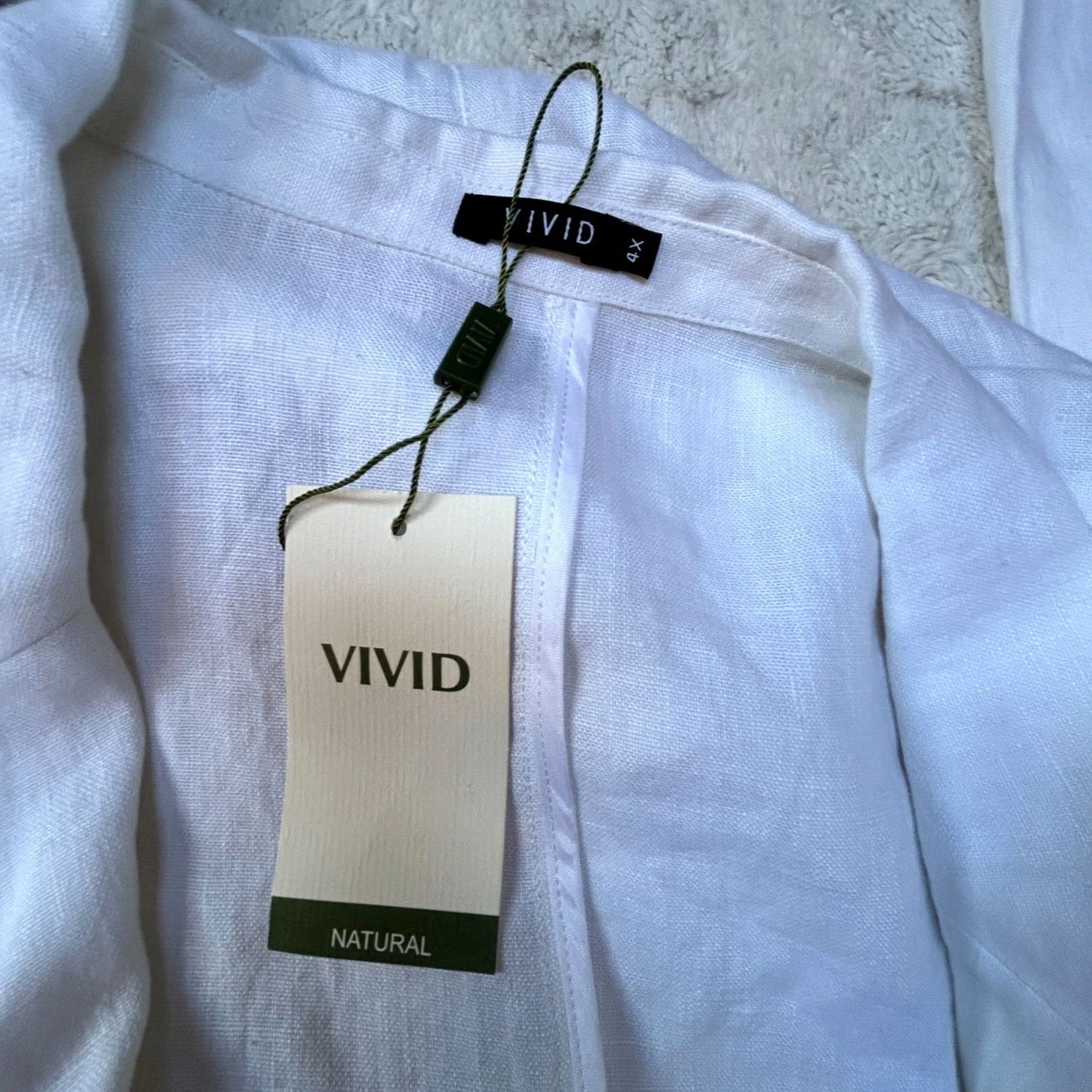 Vintage VINTAGE not applicable (skip) -> Use: Vivid White Linen Two-Button Blazer Jacket 4X 3/4 Sleeve Pockets New Womens Blazer Size XXL / US 16-18 / IT 52-54 - 3 Thumbnail
