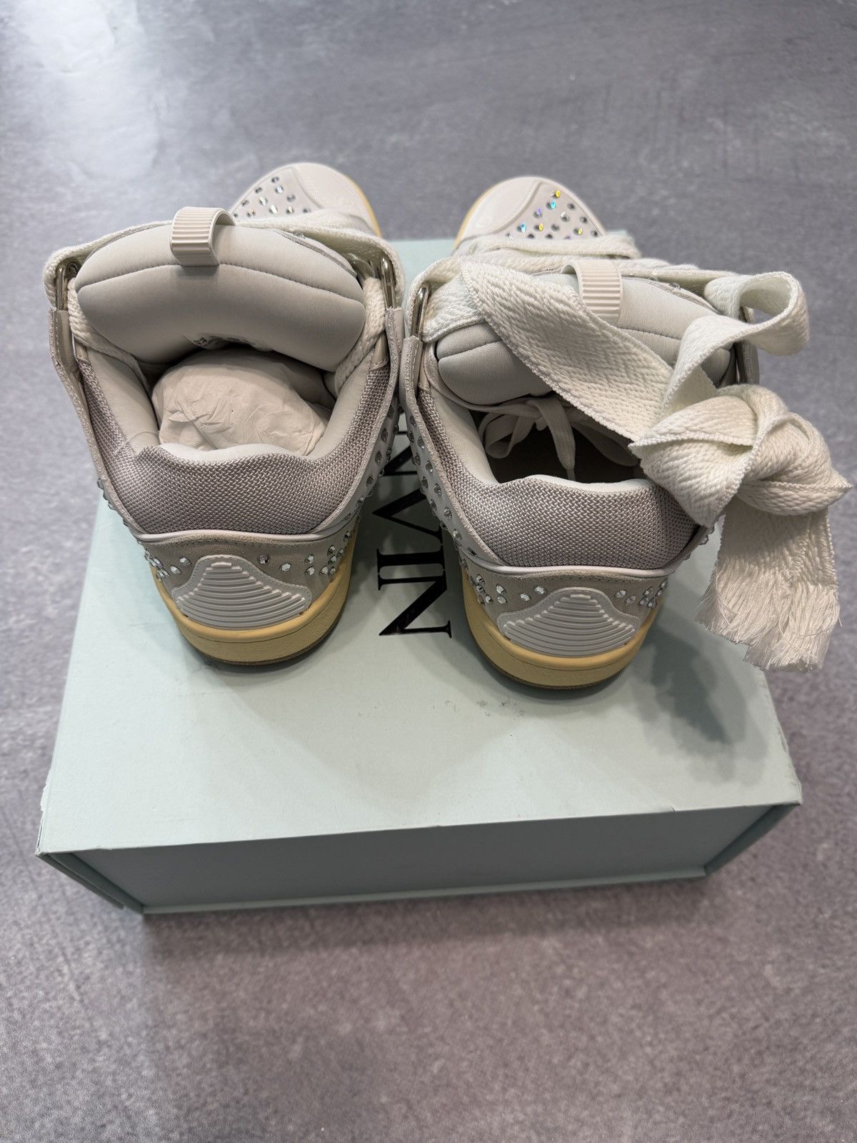 Lanvin Lanvin Curb Rhinestones/ Moon 41 Sneakers White Size US 11 / EU 44 - 3 Thumbnail