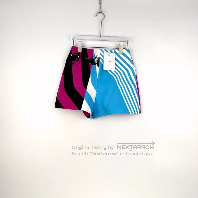Dior Dior Rose-red and blue irregular pattern shorts Size 24" / US 00 / IT 34 - 3 Thumbnail