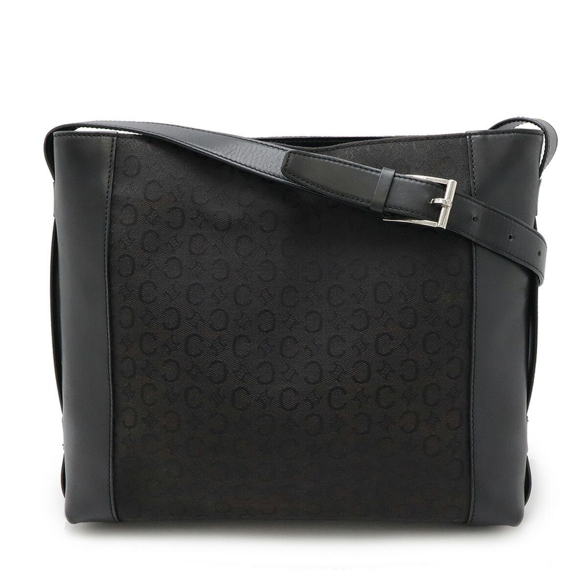 Celine Celine C Macadam Canvas Leather Shoulder Bag Black Canvas Shoulder Bag, Women's