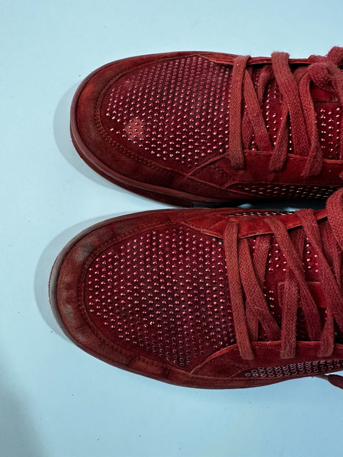 Gucci Gucci Red Suede Studded Limited Edition Low Top Sneakers. Size US 8 / EU 41 - 7 Thumbnail