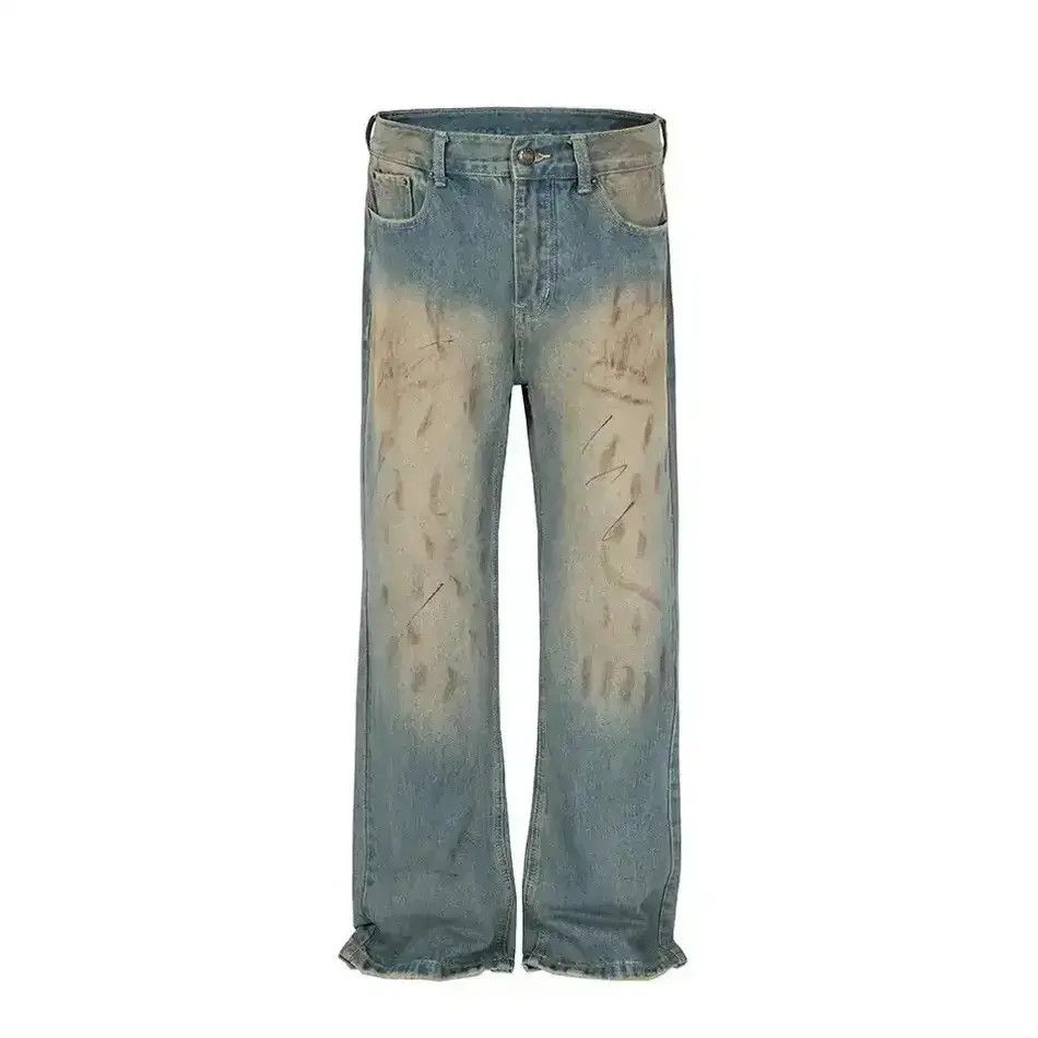 Japanese Brand Handmade Distressed Mud Dyed Dirty Baggy Blue Jeans Size US 32 / EU 48 - 2 Thumbnail