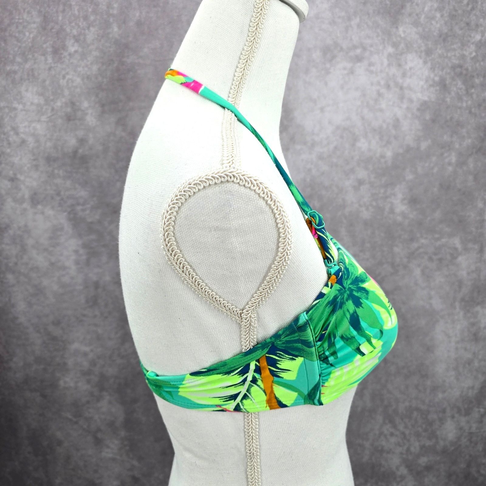 Other Xhilaration Green Tropical Floral String Hook Bikini Top M Size ONE SIZE - 2 Thumbnail