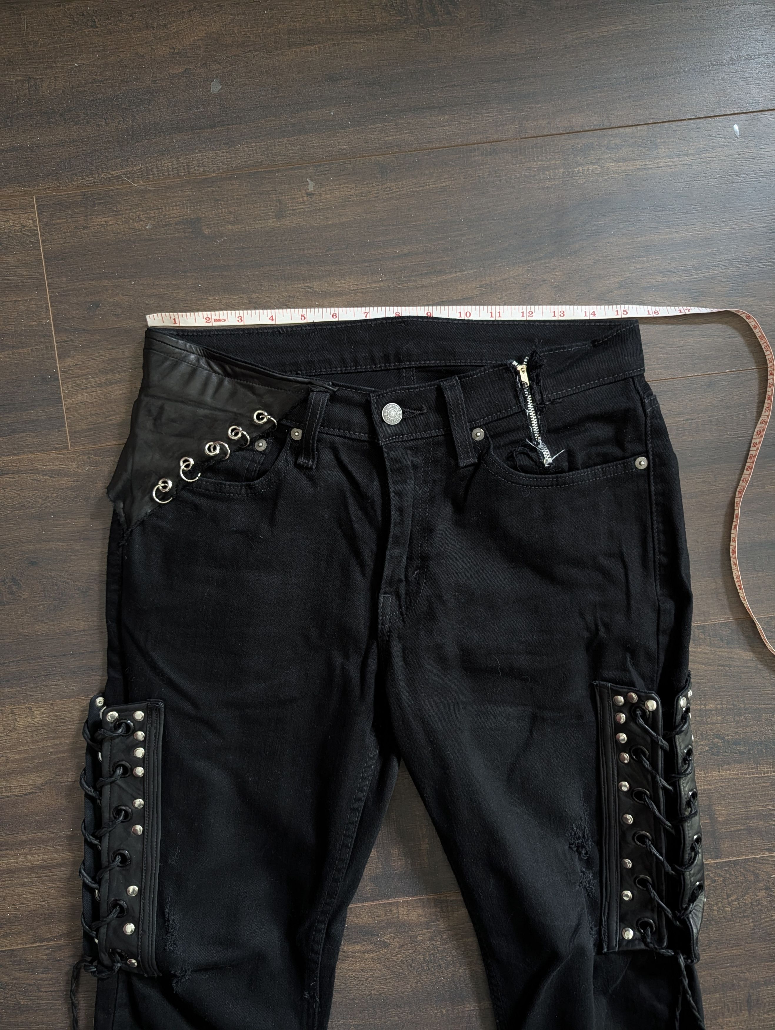 If Six Was Nine SHOHEI TAKAMIYA 1/1 leather studded pierced flared jeans Size US 30 / EU 46 - 14 Thumbnail