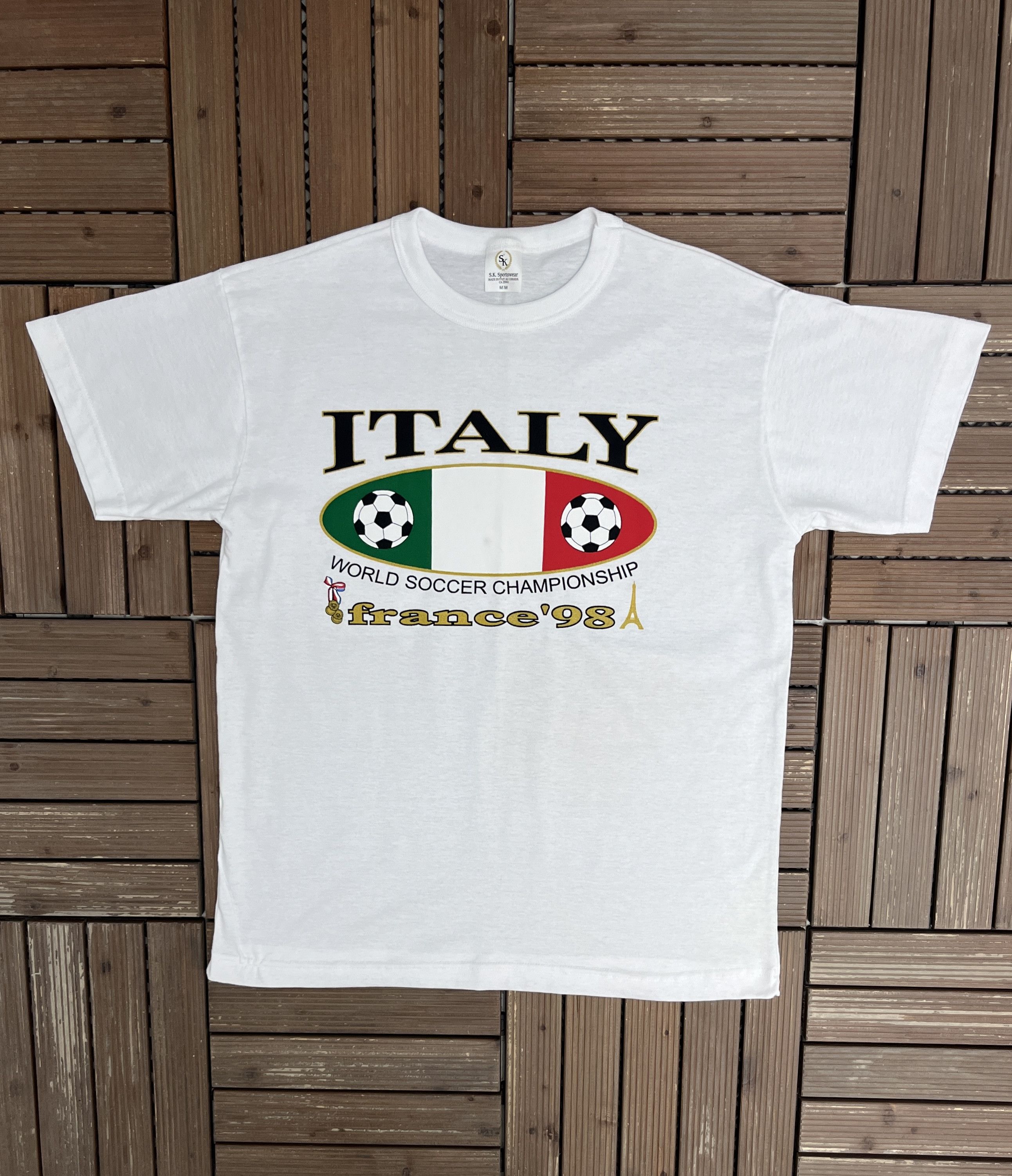 Vintage Italy World Soccer Championship '98 Vintage White T-Shirt Size US XXL / EU 58 / 5 - 1 Thumbnail