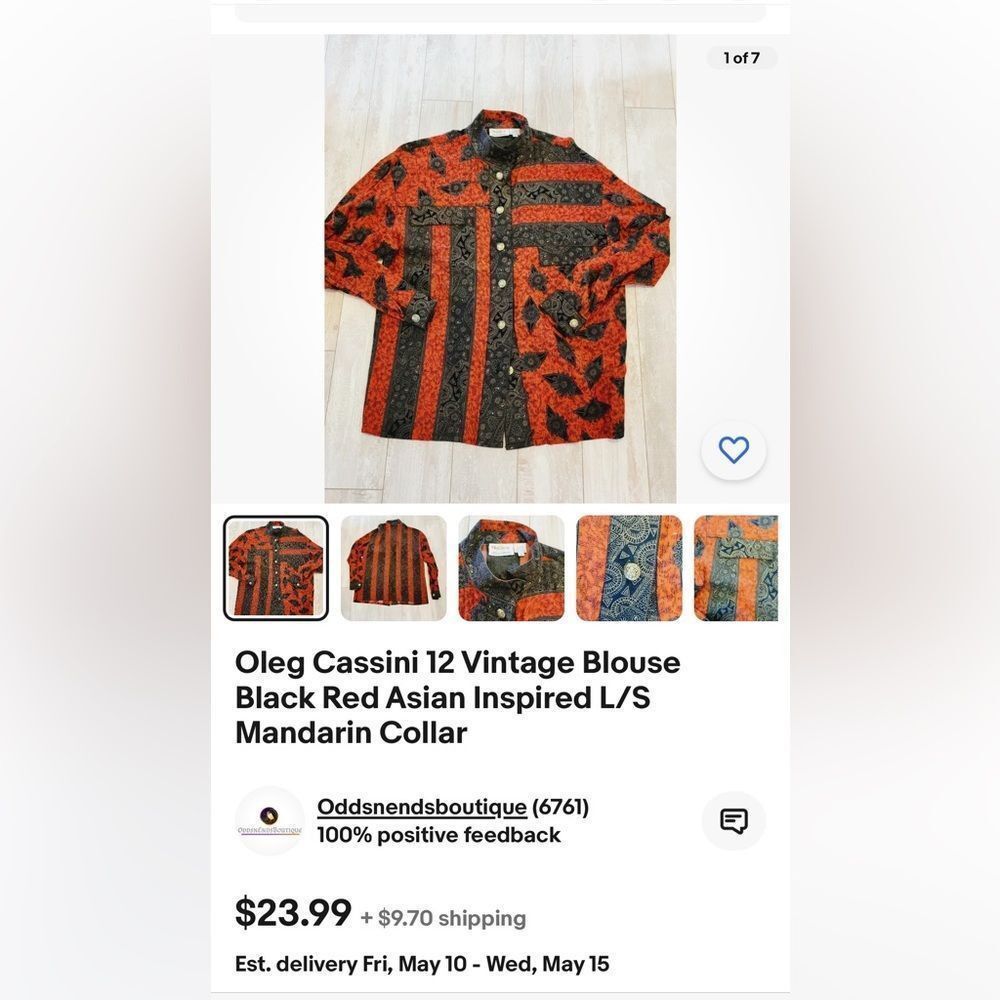 Oleg Cassini Vintage Oleg Cassini Black and Red Asymetric band collar lon Size S / US 4 / IT 40 - 9 Thumbnail