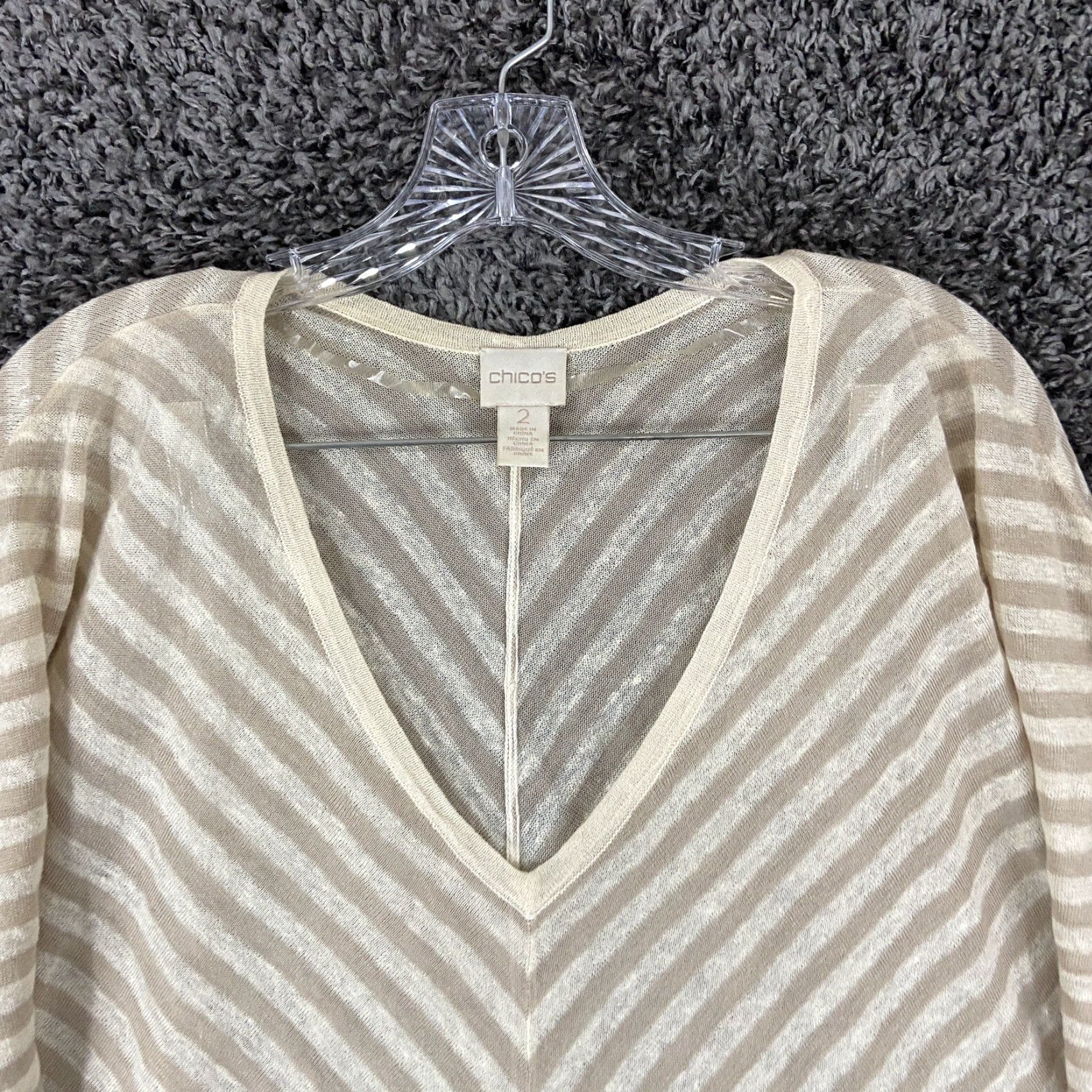 Vintage VINTAGE Chico's Striped Blouse Beige Regular Size 2 Womens Size XS / US 0-2 / IT 36-38 - 5 Thumbnail