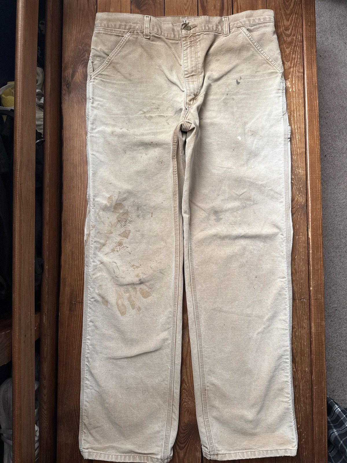 Carhartt Vintage 90s Carhartt Tan Faded Carpenter Work Pants Size US 36 / EU 52 - 2 Thumbnail
