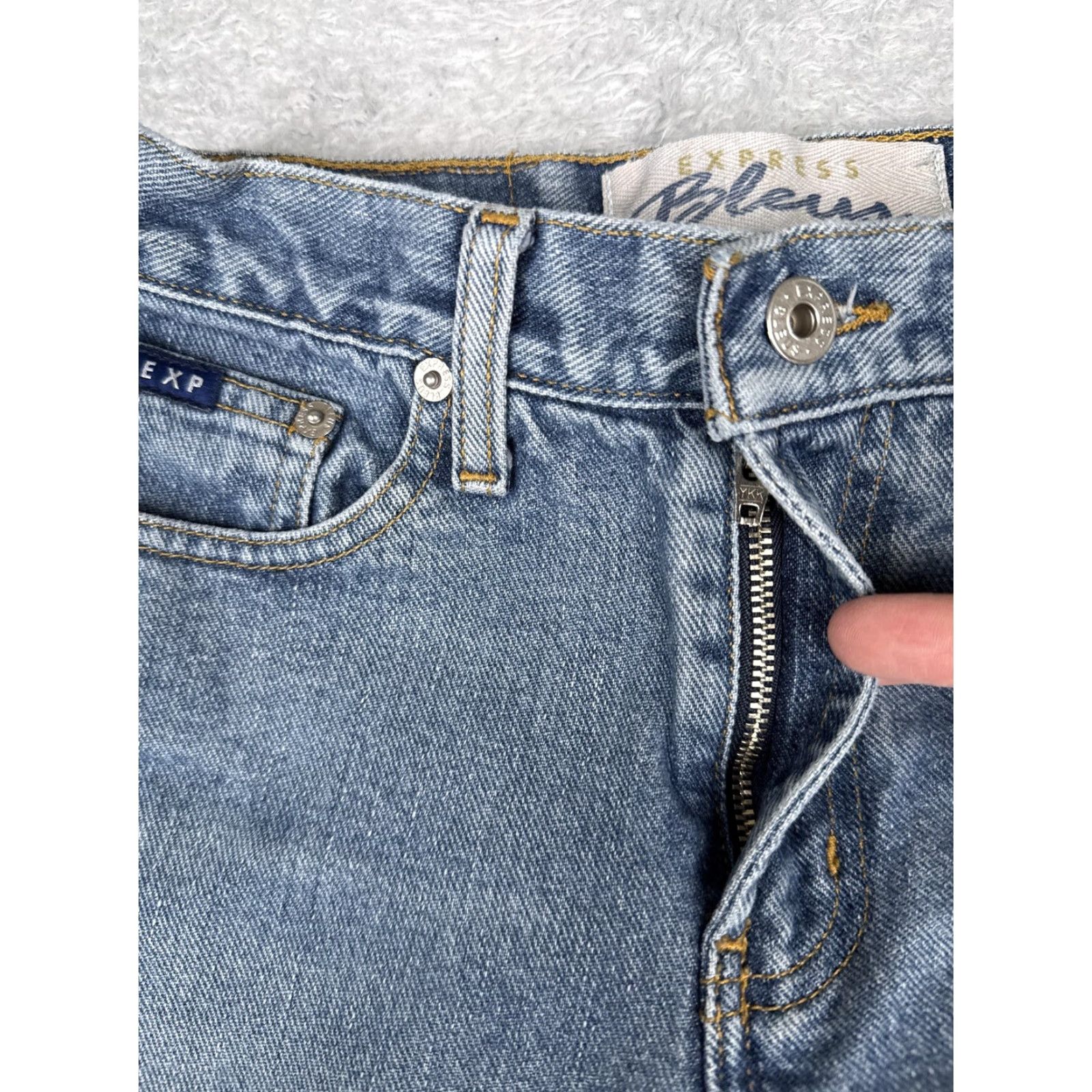Express VINTAGE Express Bleus Jeans Juniors 1/2 Blue Mid Rise Straight Stovepipe Denim 24x27 Size 25" / US 0 / IT 36 - 5 Thumbnail