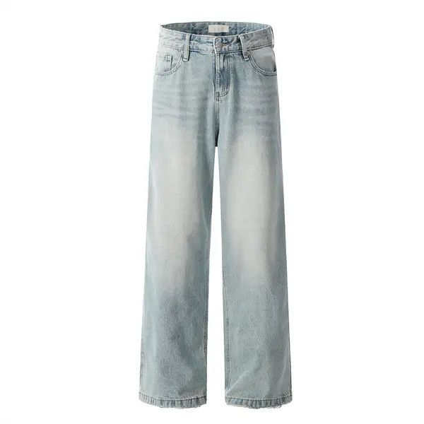 VIBE Men's all-match straight vintage distressed washed jeans Size US 32 / EU 48 - 1 Thumbnail