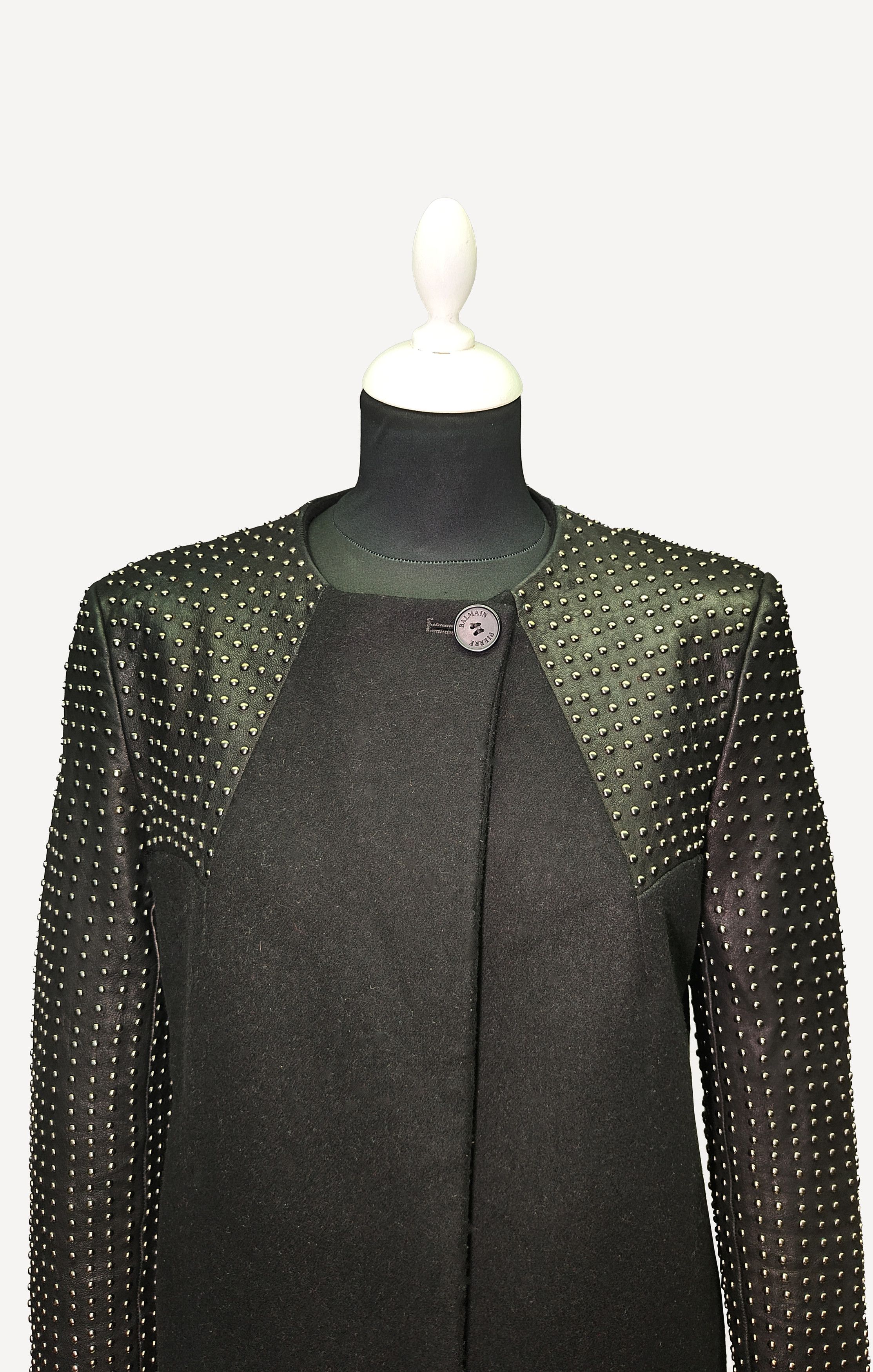 Pierre Balmain Pierre Balmain _ taly _ Studded Leather _ Wool & Cashmere Size M / US 6-8 / IT 42-44 - 4 Thumbnail