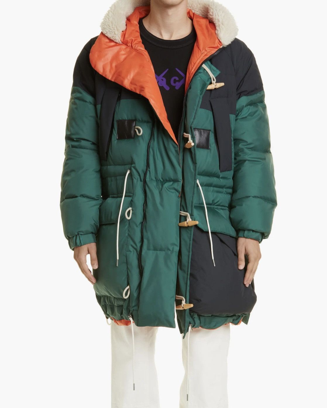Sacai Sacai F/W21 Mixed Media Padded Coat Montgomery Colour Block 