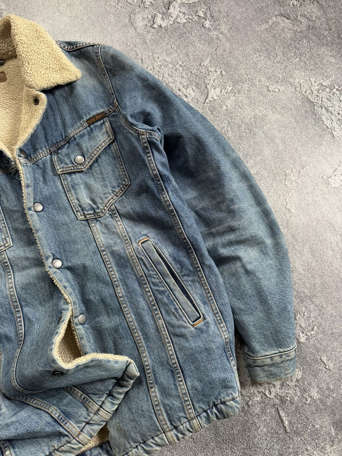 Nudie Jeans × Vintage Nudie Jeans co M denim Sherpa jacket lenny tangerine blue Size US M / EU 48-50 / 2 - 4 Thumbnail