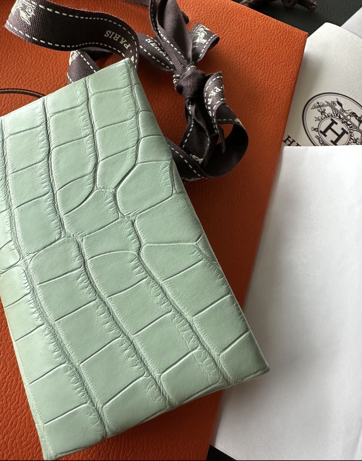 Hermes Super Rare Brand New Hermes Matte Croc 🐊 Calvi Wallet Size ONE SIZE - 10 Thumbnail