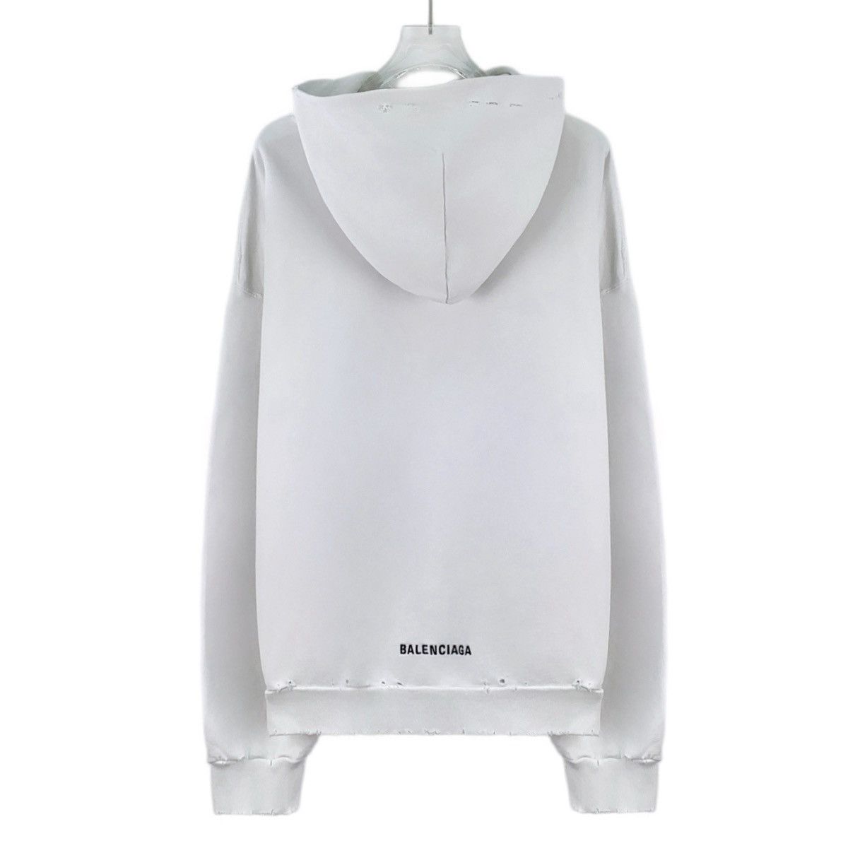 Balenciaga Balenciaga White Hole Design Cotton Hooded Sweatshirt K26WX Size XS / US 0-2 / IT 36-38 - 2 Thumbnail