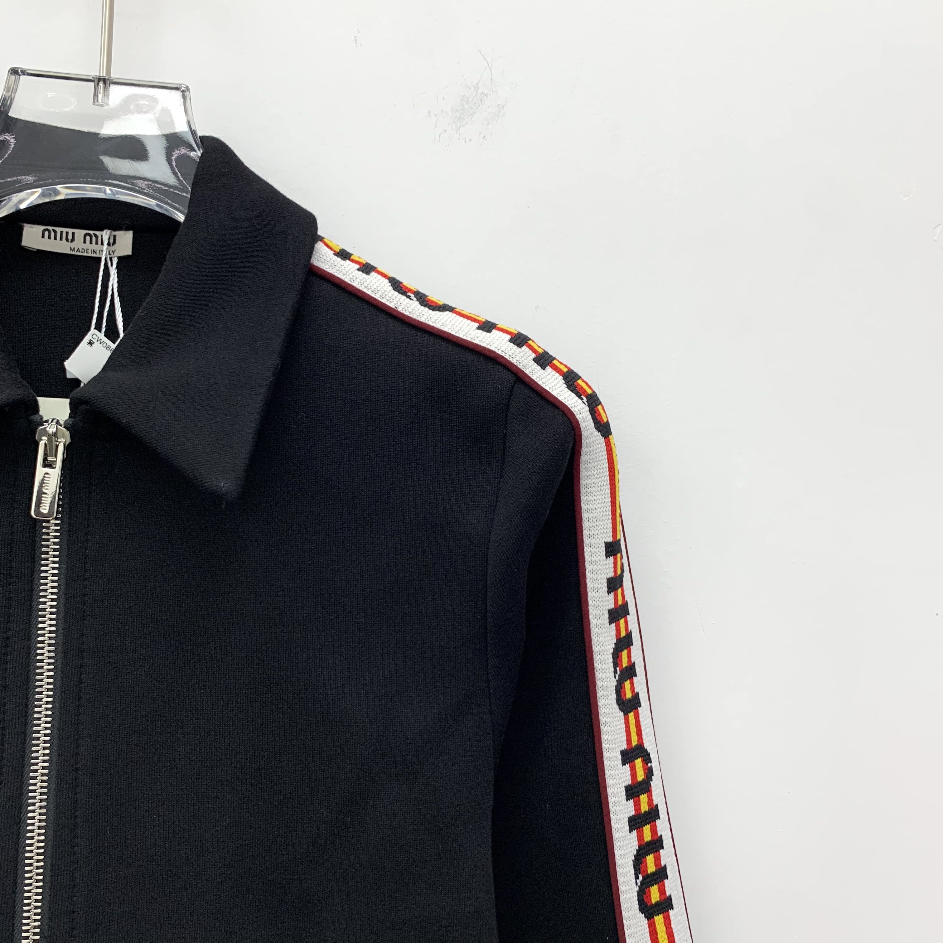 Miu Miu Miu Miu Black Zip-Up Cotton Jacket with Side Logo (Size S) Size S / US 4 / IT 40 - 7 Thumbnail