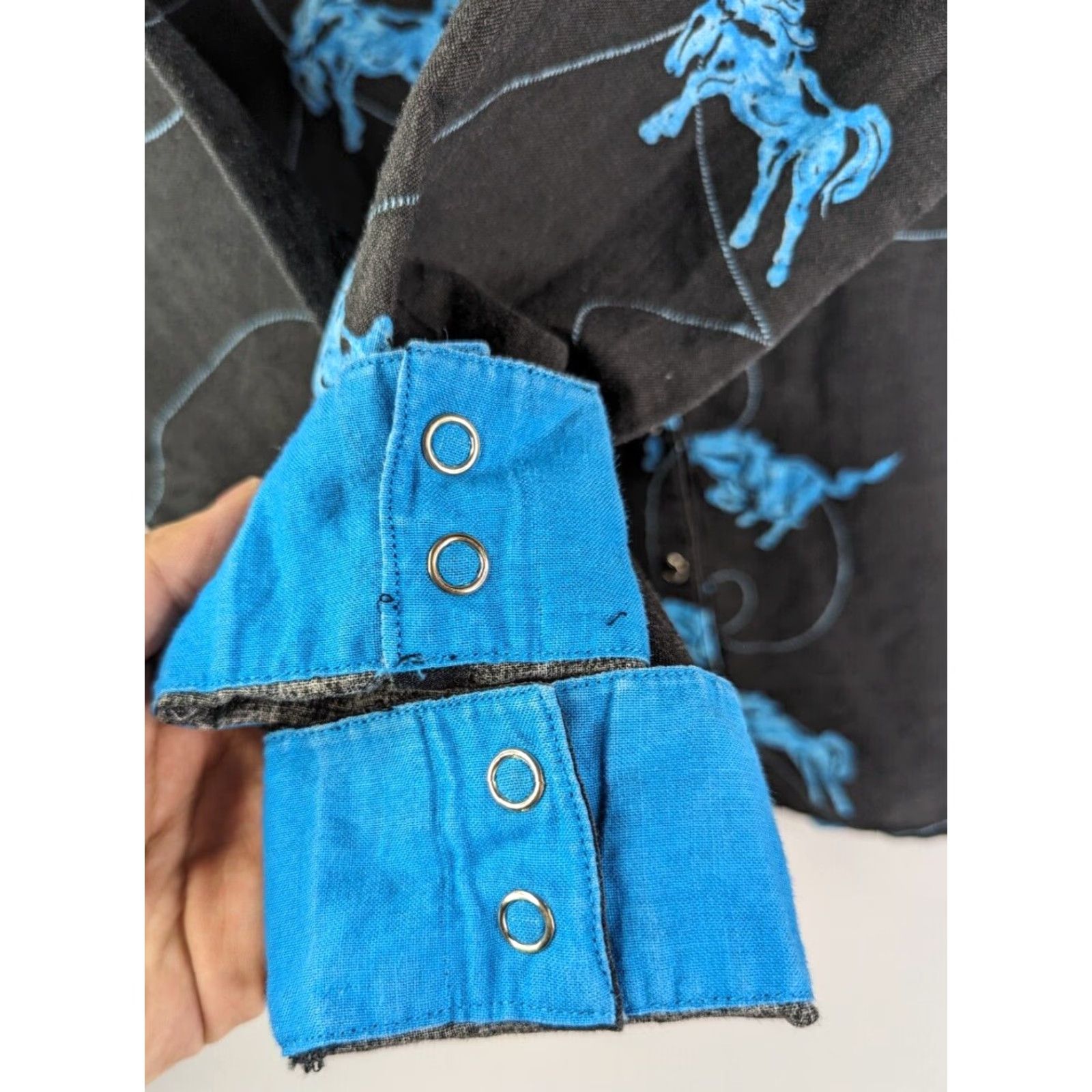 Wrangler VINTAGE Wrangler Blues Shirt Western Pearl Snap Bronco Riding Horse Rodeo Size Small Size US S / EU 44-46 / 1 - 4 Thumbnail