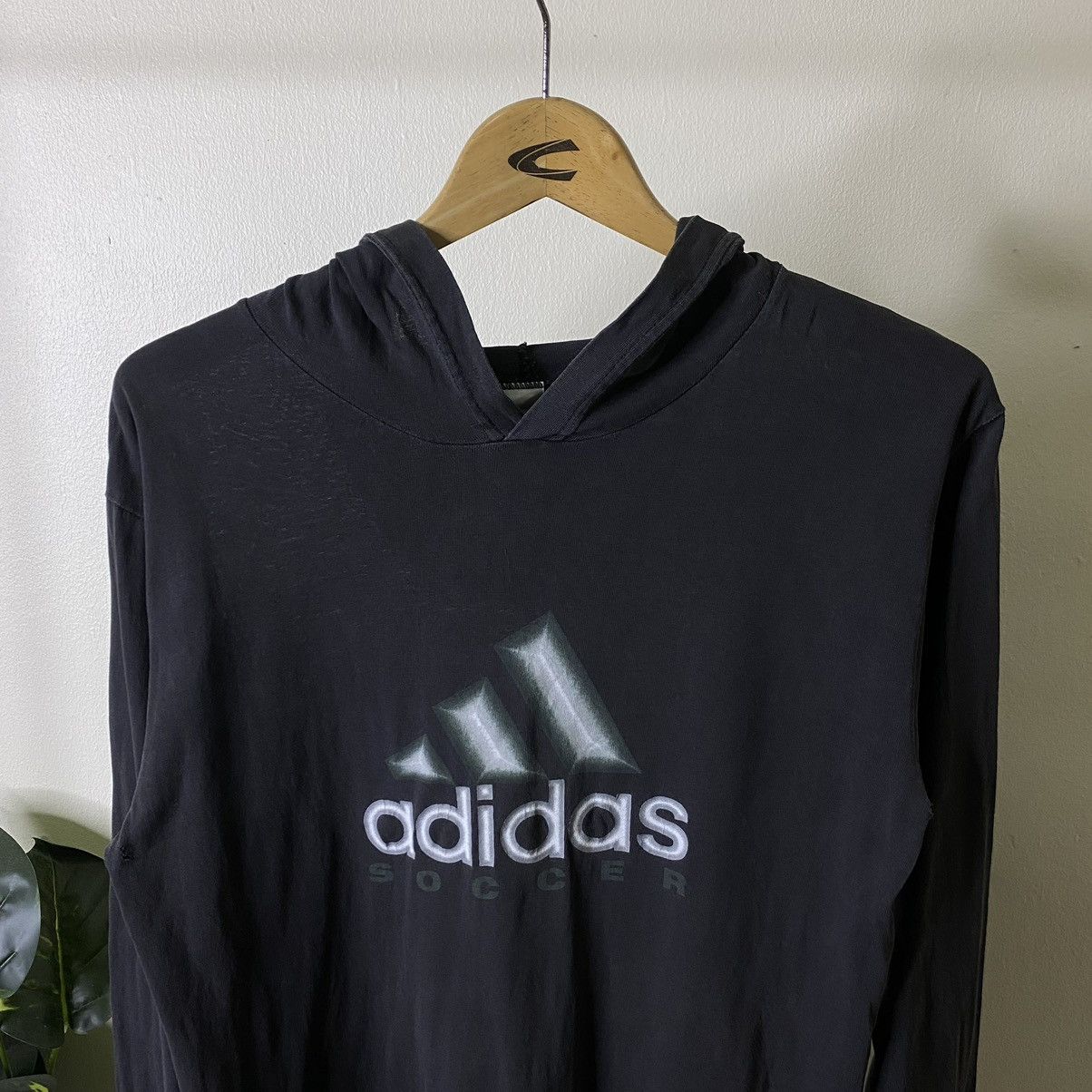 Adidas × Vintage Vintage 1990s Adidas Soccer Hooded LS Tee Size US M / EU 48-50 / 2 - 2 Thumbnail