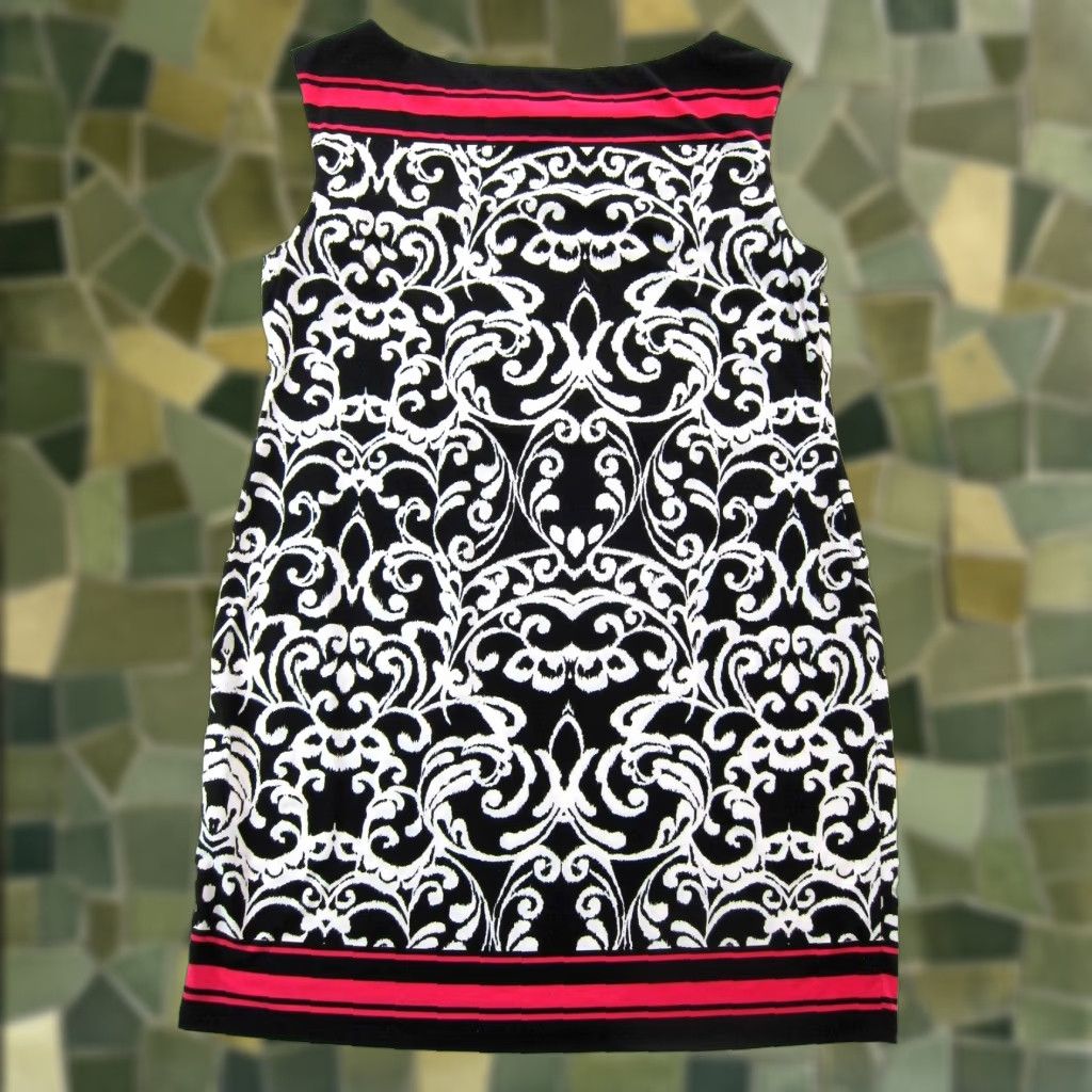 Vintage Jessica Howard Black White Pink Paisley Stretch Sleeveless Tunic Shift Dress XL Size XL / US 12-14 / IT 48-50 - 1 Thumbnail