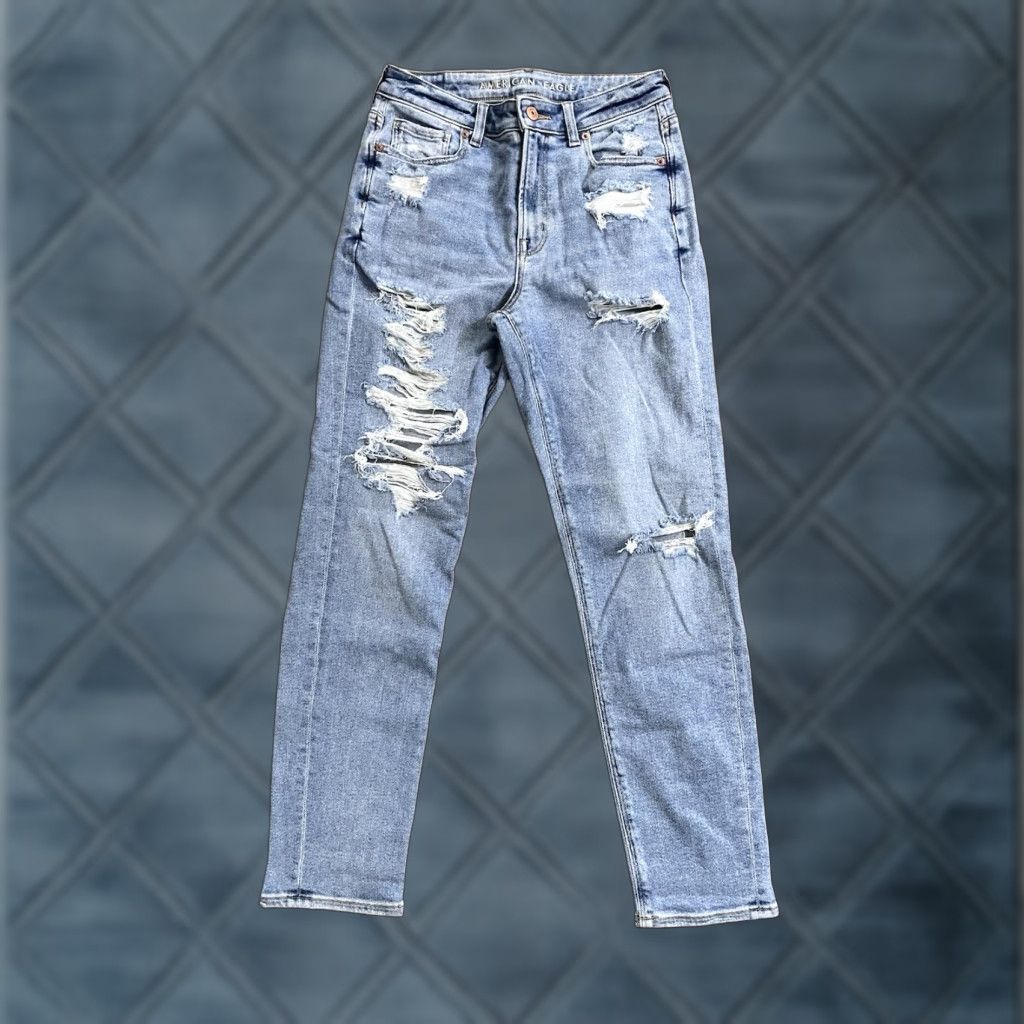 American Eagle Outfitters American Eagle Jeans Women Regular High Rise Distressed Jegging Blue 2 26in 25.5in Zip Pockets Stretch Size 26" / US 2 / IT 38 - 1 Thumbnail