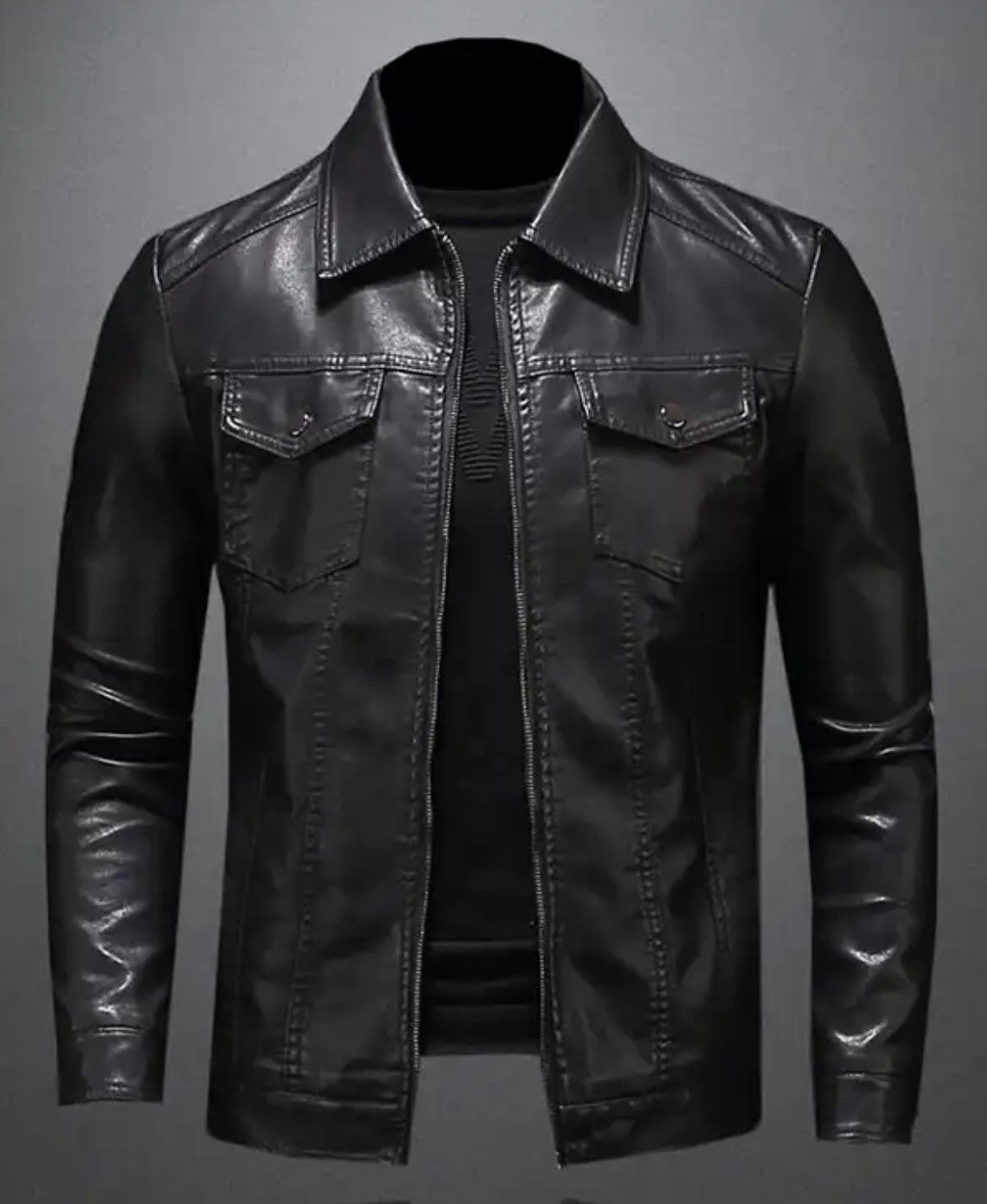 Men’s Slim Fit Motorcycle Leather Jacket
