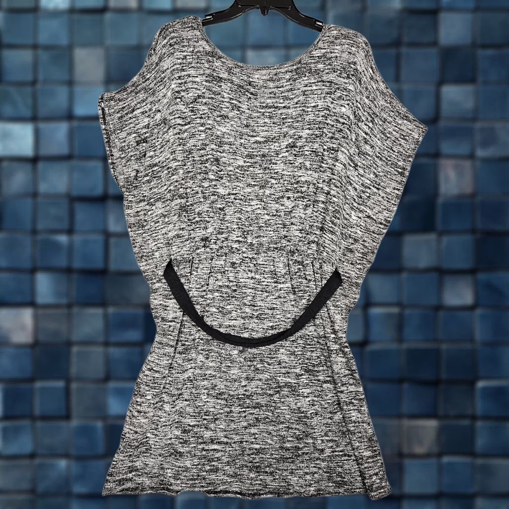 Vintage A.Byer Women's Dark Gray Stretch Knit Tie Waist Mini Dress L NEW Size L / US 10 / IT 46 - 1 Thumbnail