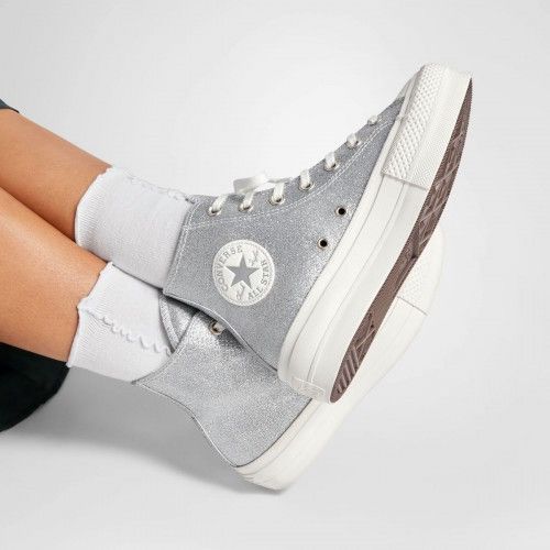 Converse Converse Chuck Taylor All Star Move Glitter (Silver) Size US 9 / IT 39 - 1 Thumbnail
