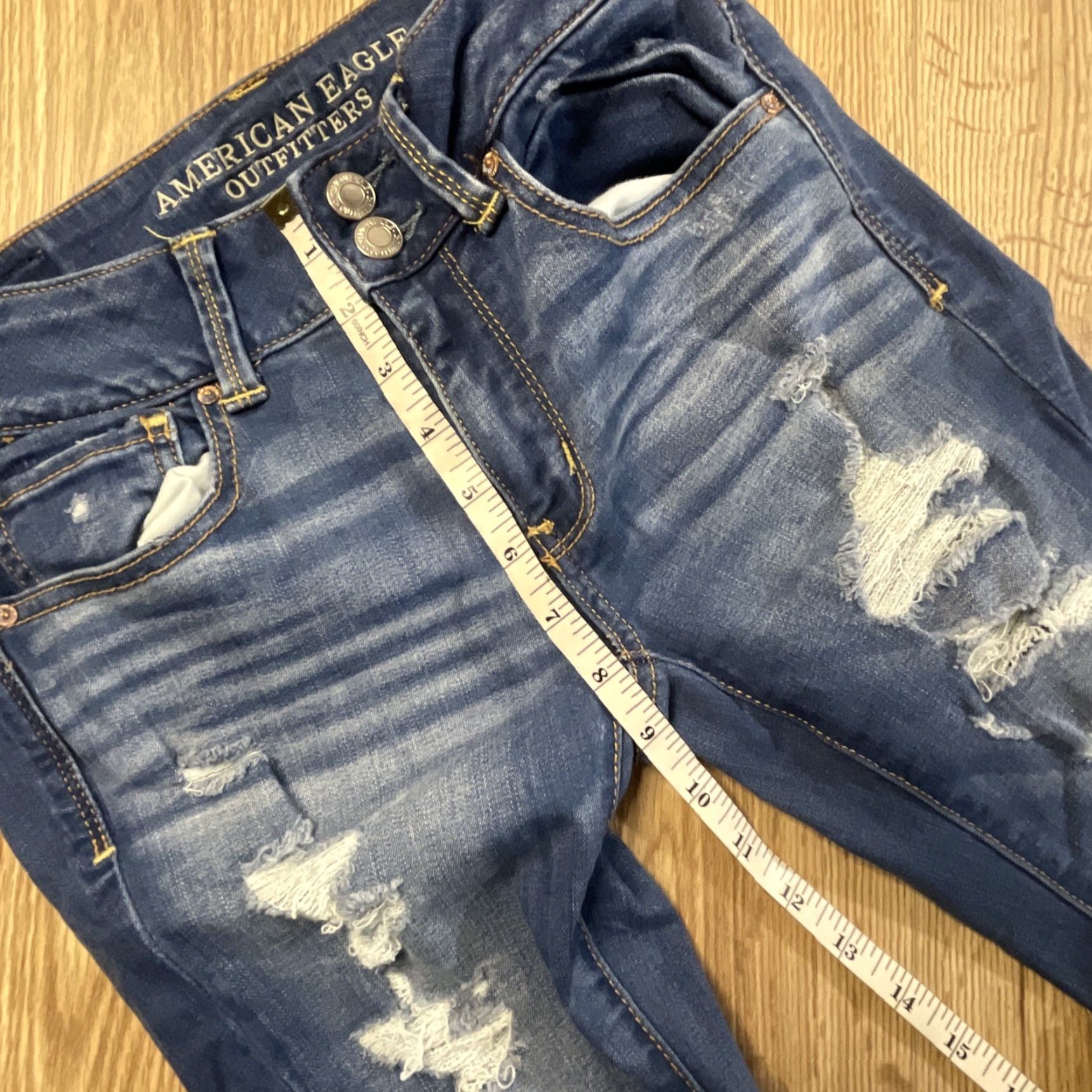 American Eagle Outfitters AMERICAN EAGLE Artist Crop Jeans Size 4 Regular Blue Super Stretch Low Rise Womens Size 27" / US 4 / IT 40 - 8 Thumbnail