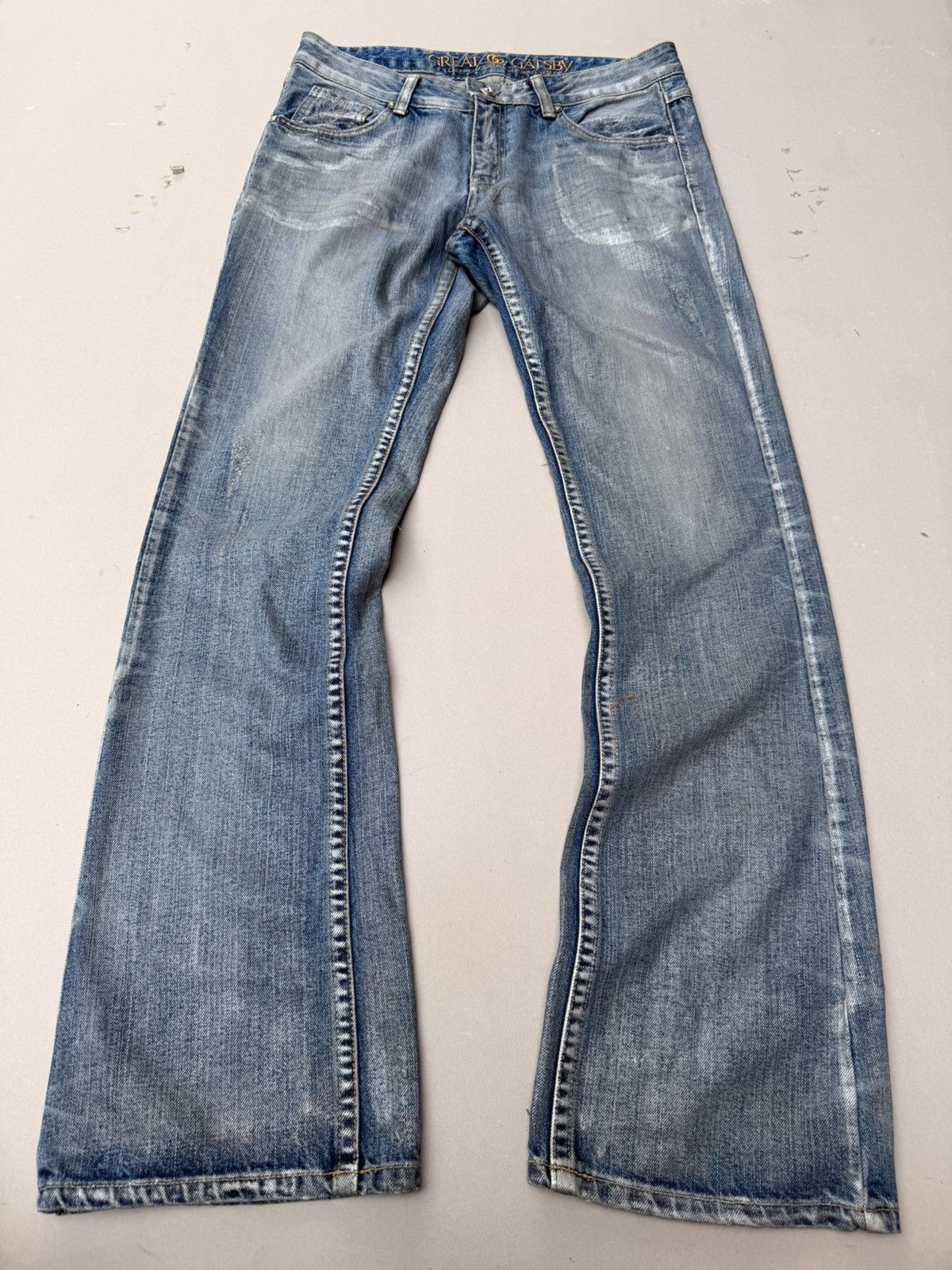 Japanese Brand GREAY GATSBY silver wax flare jeans Size US 32 / EU 48 - 1 Thumbnail