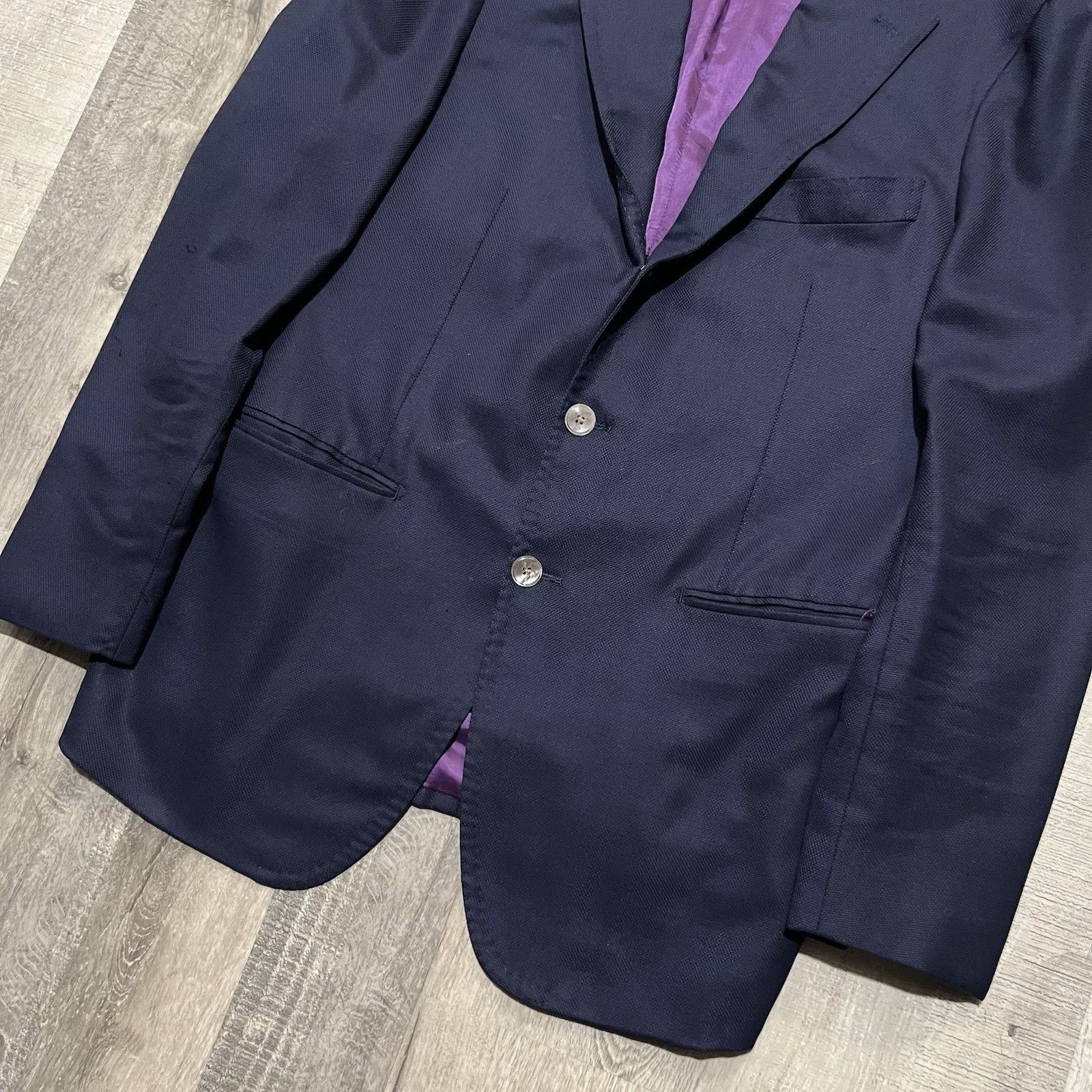 Atelier Aura Atelier Munro Super 100s Blue Wool Button Blazer Sport Coat Size US S / EU 44-46 / 1 - 4 Thumbnail