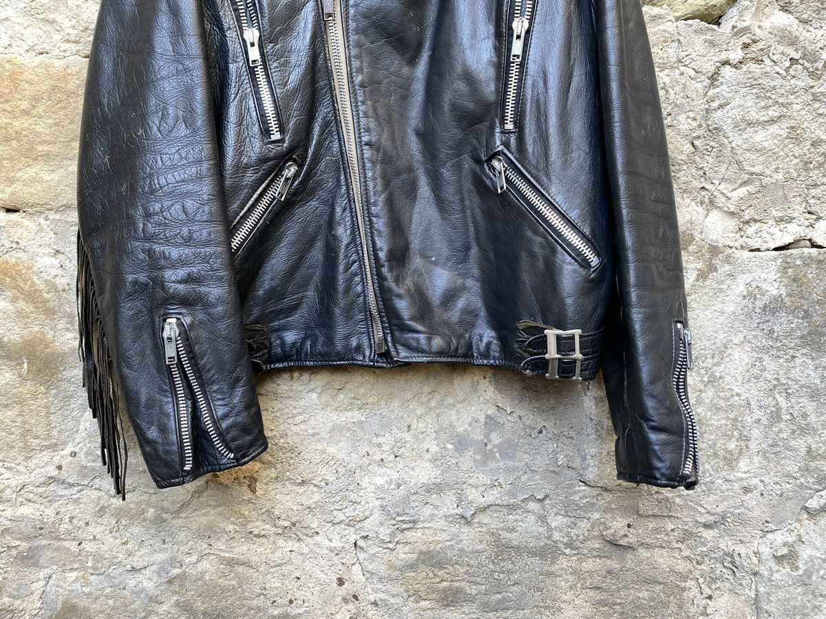 Vintage Rare Vintage 70s Wolf Leathers Fringed Leather Biker Jacket Size US L / EU 52-54 / 3 - 3 Thumbnail