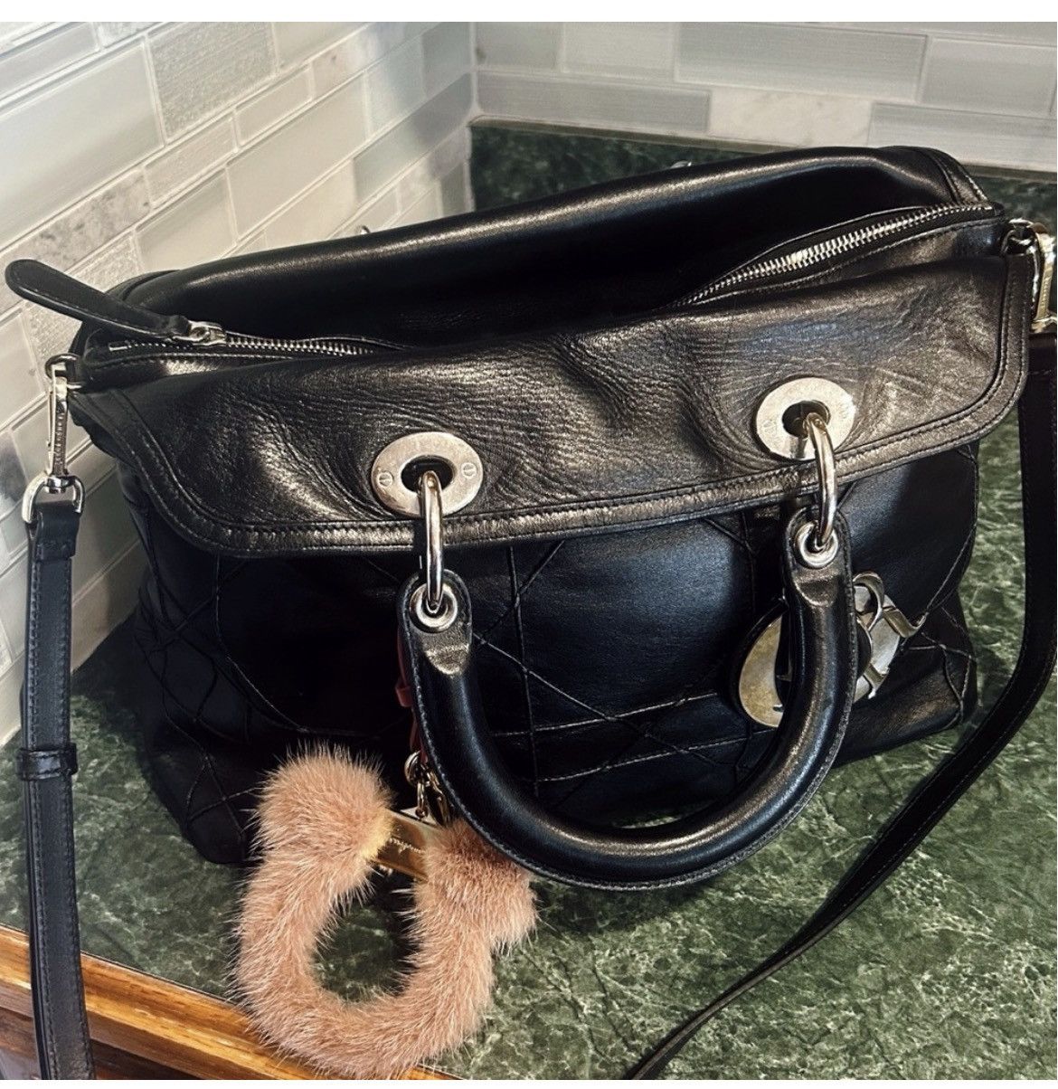 Dior Authentic Dior Gorgeous Black Medium Cannage Granville Bag Size ONE SIZE - 4 Thumbnail