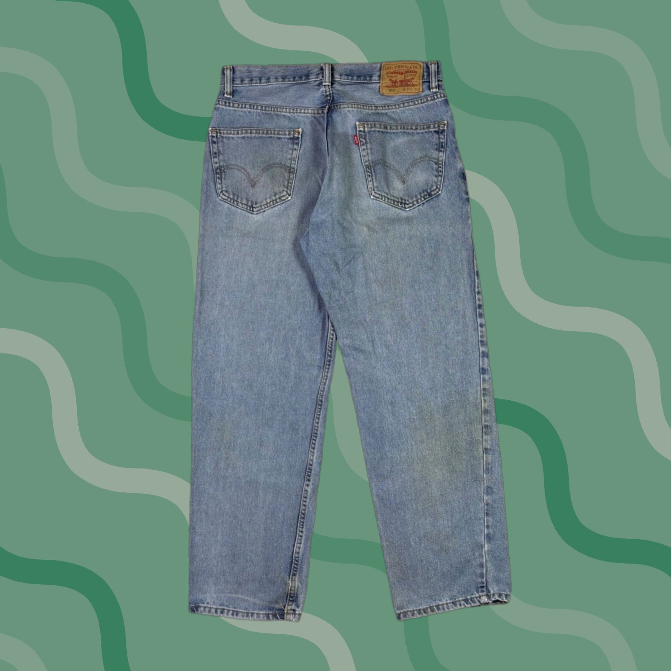 Levi's VINTAGE Levi's 550 Relaxed Fit Tapered Leg Jeans Mens 32x30 Blue Denim Medium Wash 90s, Distressed, 5-Pocket, Zip Button Closure, Denim Jeans Mens Size US 32 / EU 48 - 1 Thumbnail