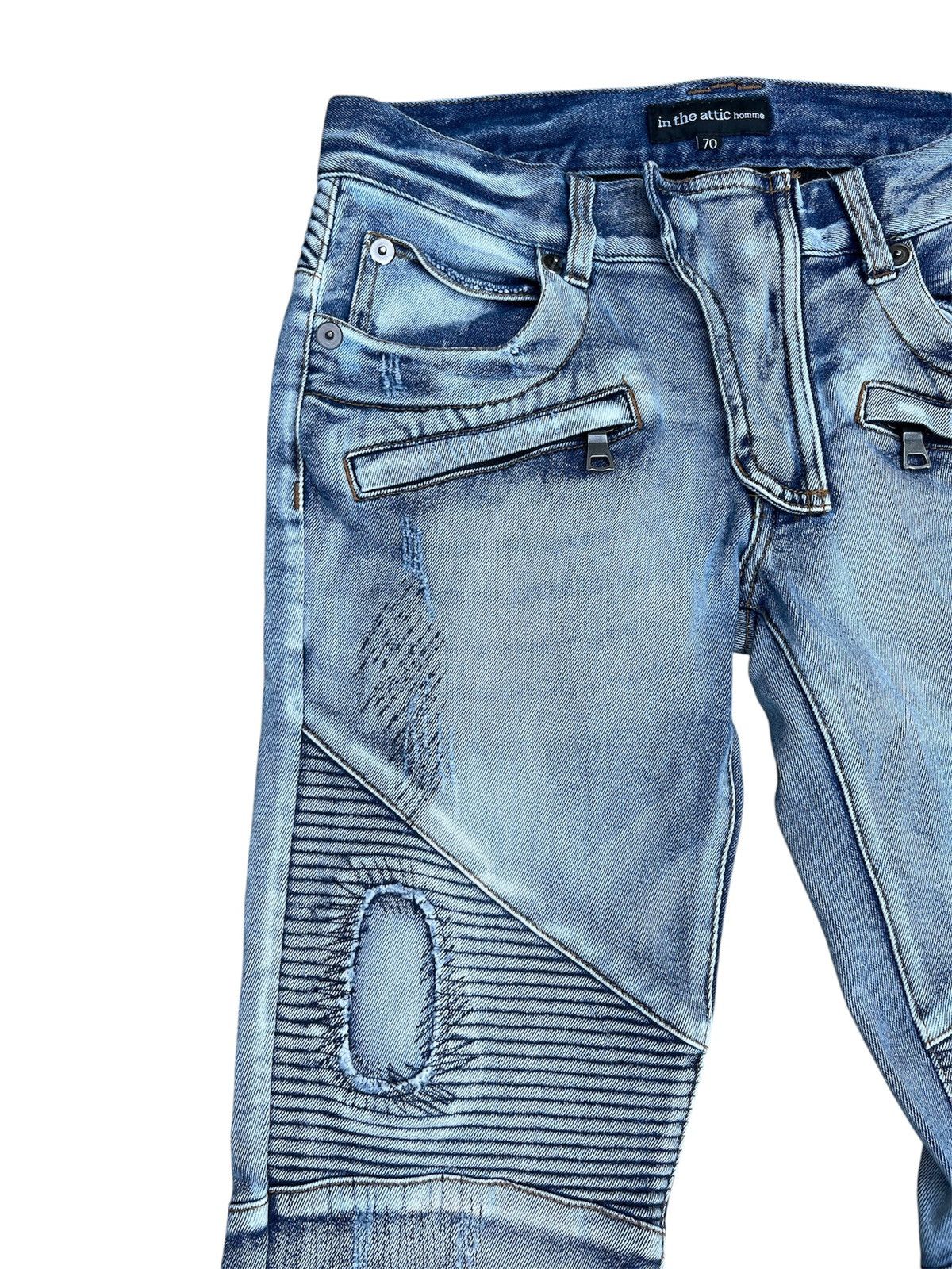 In The Attic In The Attic Homme Moto Distressed Denim Jeans Y2K Japan Size US 28 / EU 44 - 4 Thumbnail