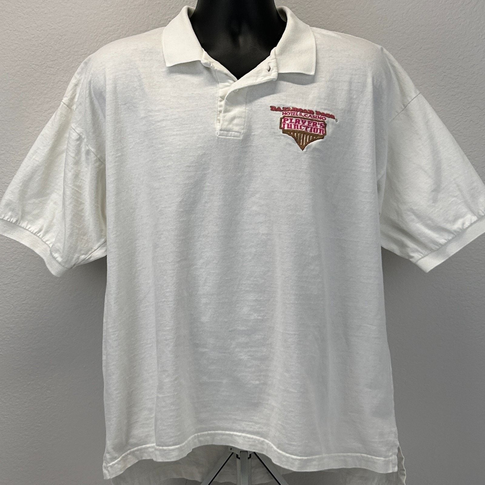 Fruit Of The Loom Vintage 90s Railroad Pass Casino Polo Shirt Henderson 2XL Size US XXL / EU 58 / 5 - 2 Thumbnail