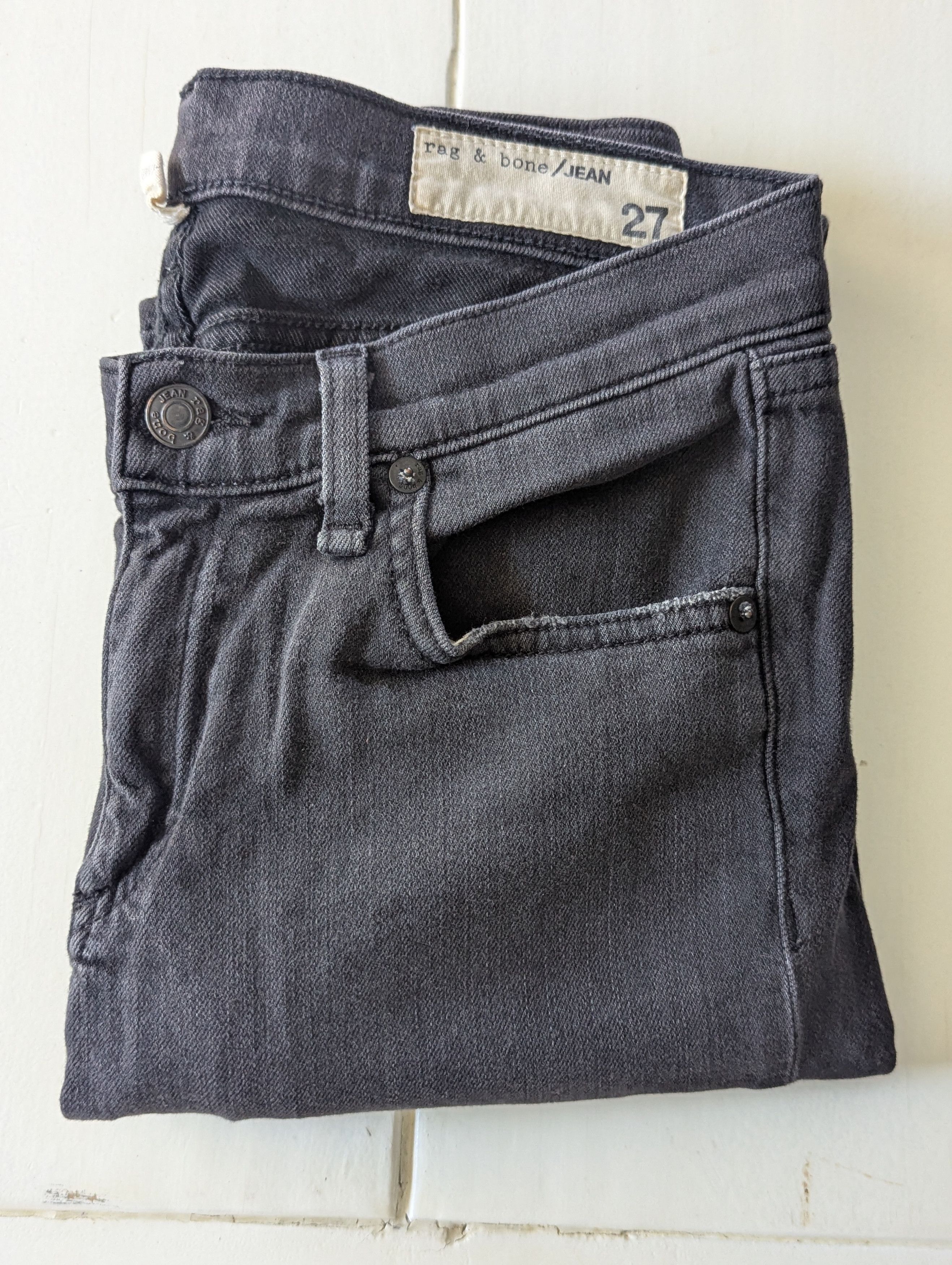 Rag & Bone Rag & Bone Black Distressed Skinny Jeans Size 27 Size 27" / US 4 / IT 40 - 11 Thumbnail