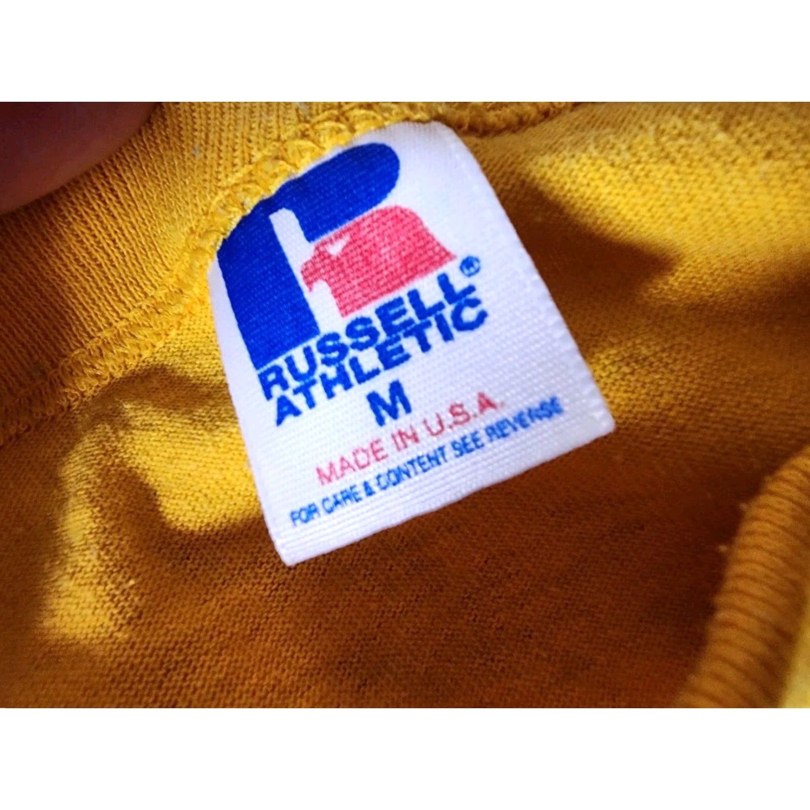 Russell Athletic VINTAGE Russell Athletic Mens S/M T-Shirt Washington Park Elementary School 1990s Yellow Cotton Blend Size US S / EU 44-46 / 1 - 5 Thumbnail