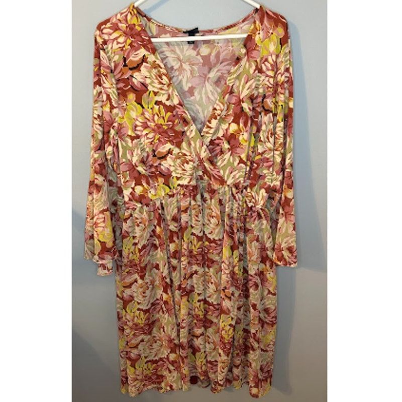 Other NWT Torrid Floral V-Neck Chiffon Mini Dress Orange 4X Size 4XL / US 24-26 - 1 Thumbnail