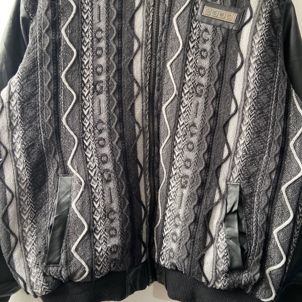 Coogi × Vintage Vintage Coogi Sweater Leather Jacket Size US XXL / EU 58 / 5 - 6 Thumbnail