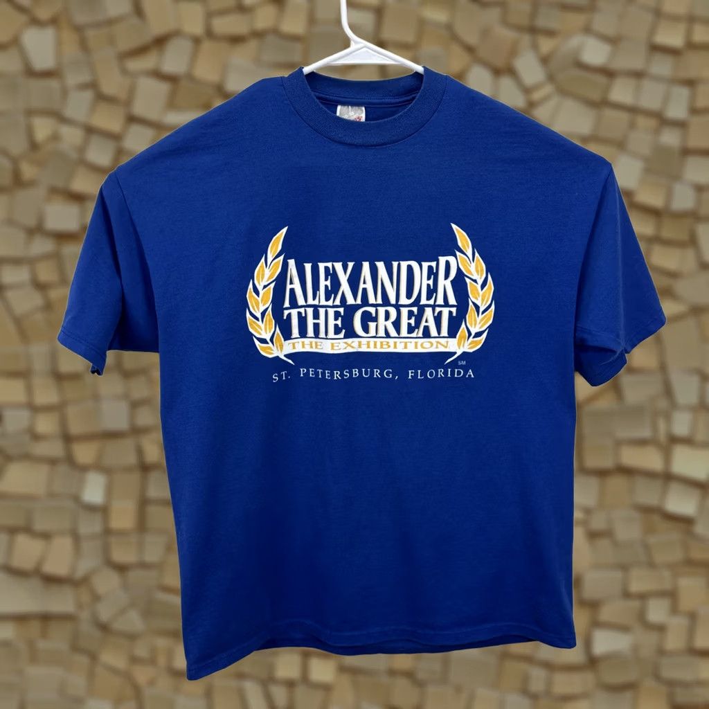 Jerzees VINTAGE 90s Alexander the Great “The Exhibition” T Shirt Blue XL Men Jerzees Graphic Print Crew Neck Short Sleeve Vintage 90s Art City Florida Size US XL / EU 56 / 4 - 1 Thumbnail