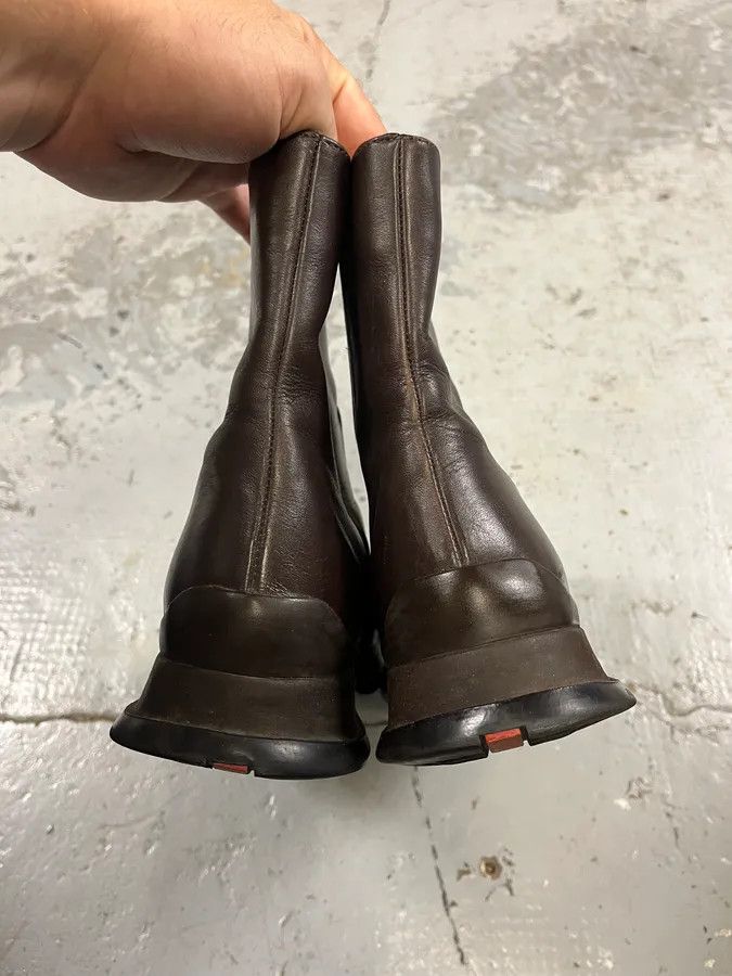 Prada 2000s Prada Dark Brown Leather Ankle Boots Size US 5.5 / EU 38 - 8 Thumbnail