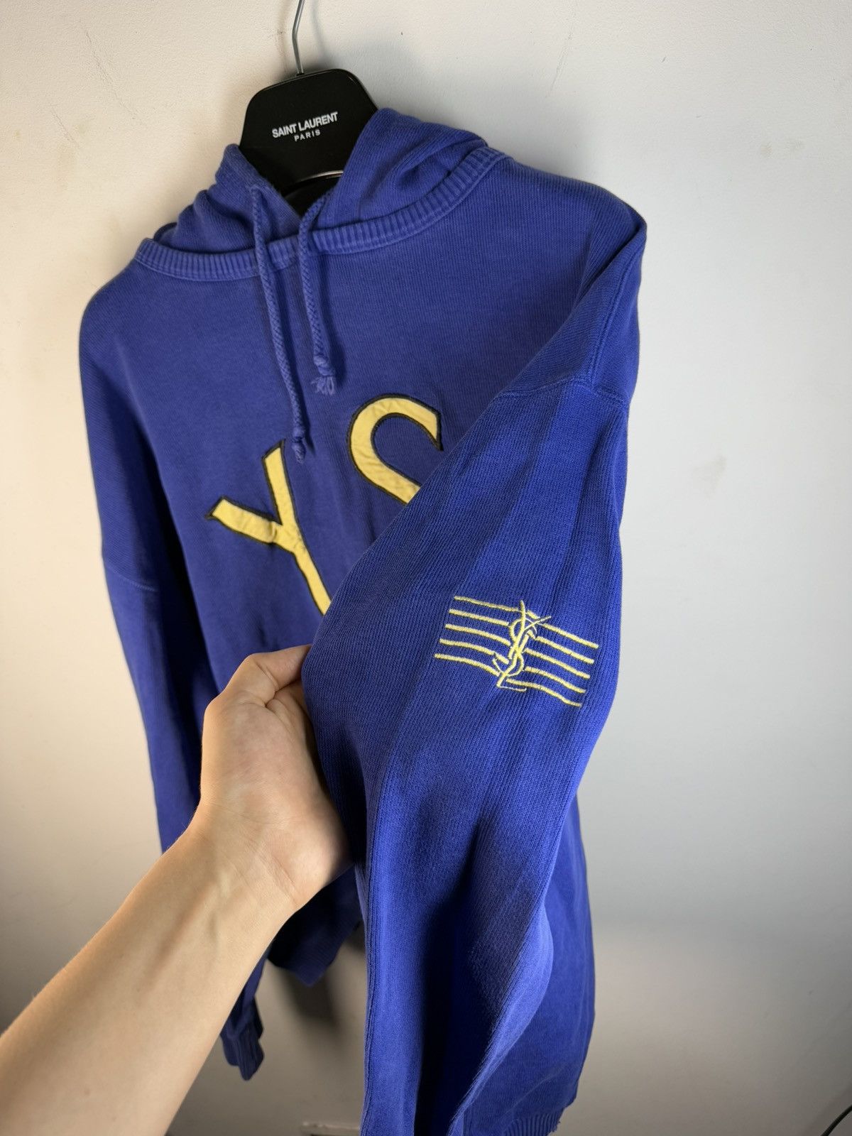 Yves Saint Laurent Big Logo YSL Hoodie Sweatshirt Rare YSL Sweater Size US XL / EU 56 / 4 - 12 Thumbnail