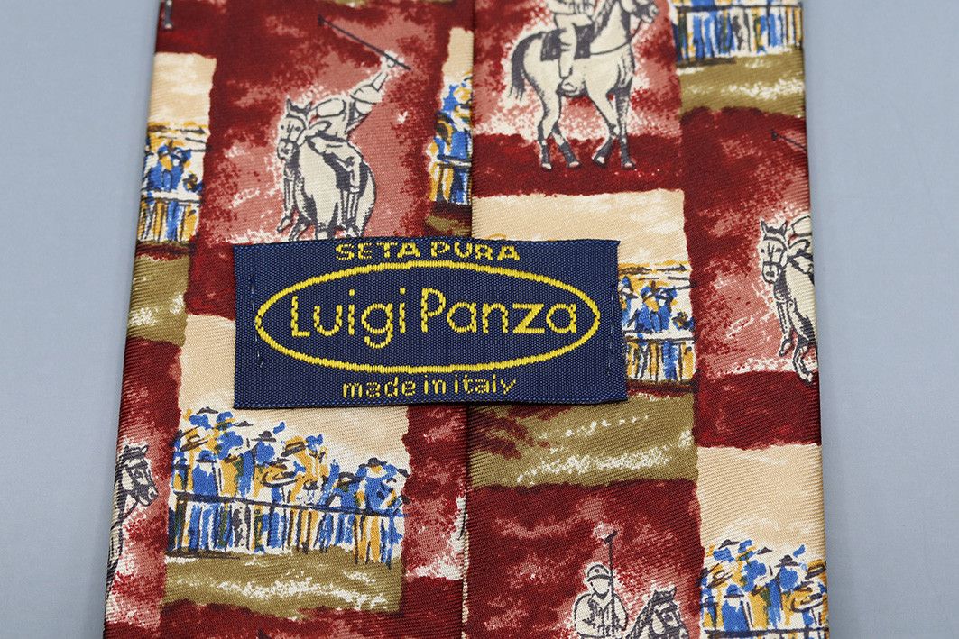 Other Luigi Panza Vintage Italian Silk Tie with Polo Match Scene Size ONE SIZE - 3 Thumbnail