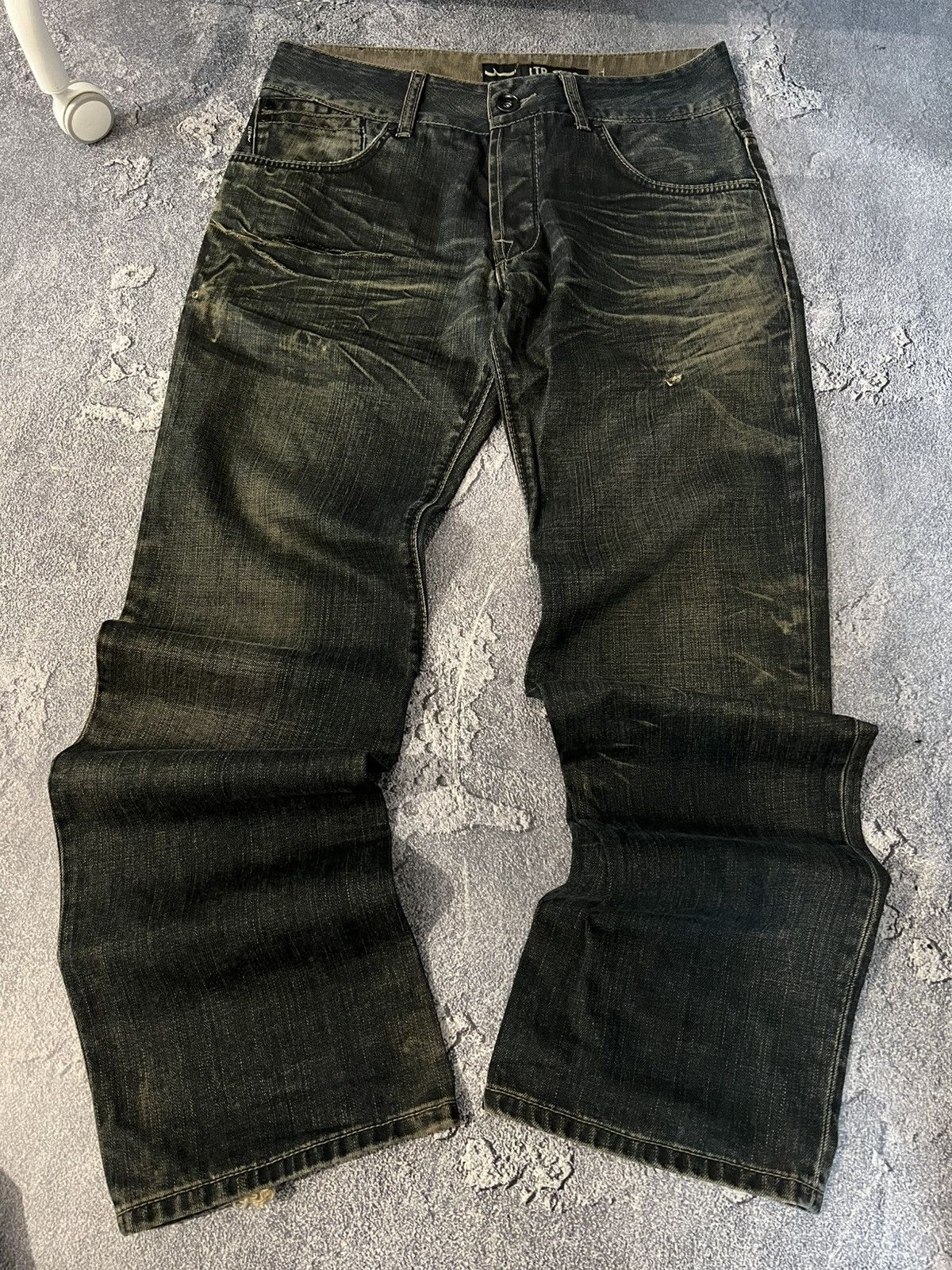 Japanese Brand Japanese Distressed Patina Dark Avan Style Denim Slim Size US 32 / EU 48 - 2 Thumbnail