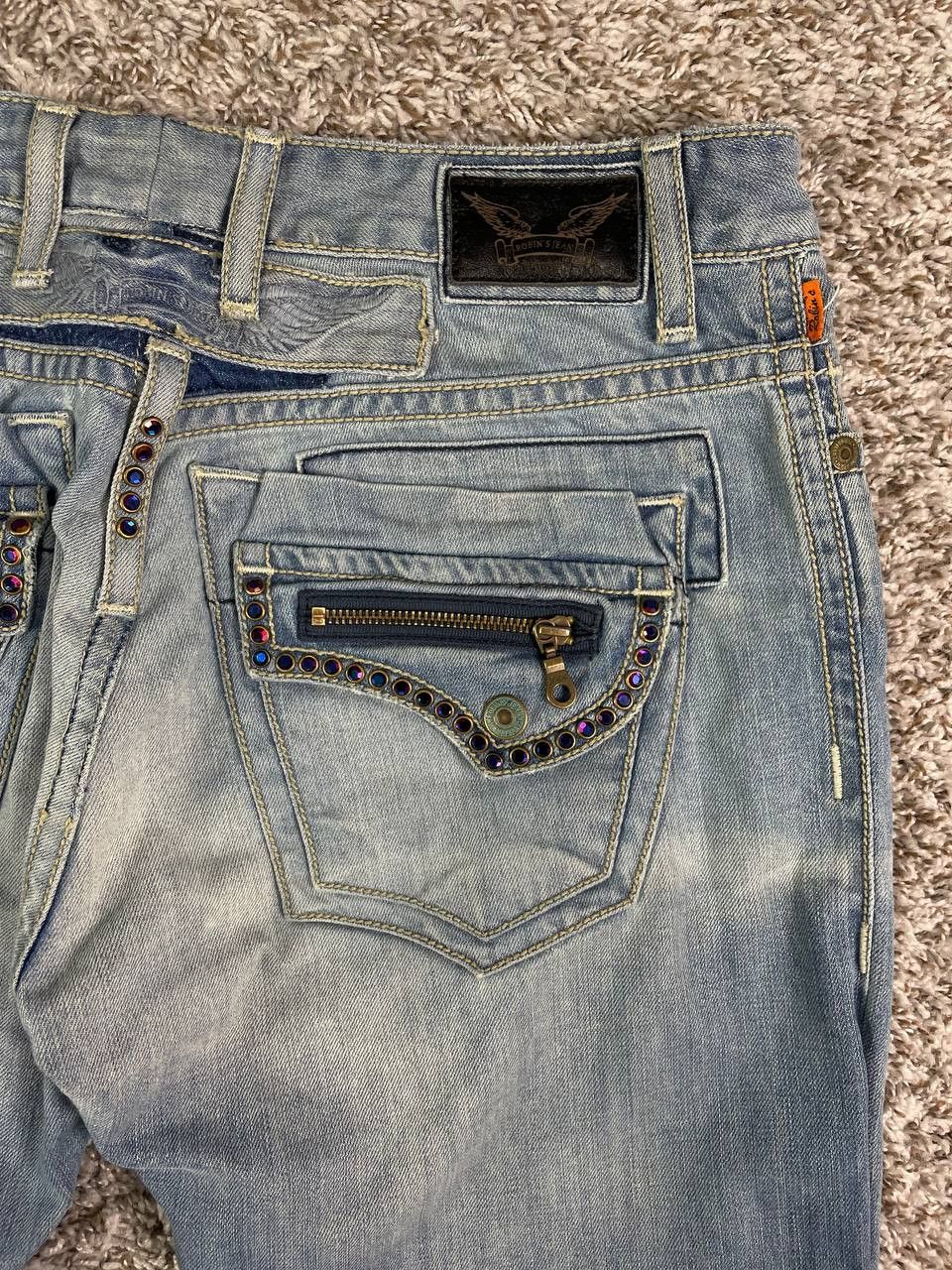 Robins Jeans Robin's Jean Zip RND Flap Studded Blue Jeans Size US 38 / EU 54 - 17 Thumbnail