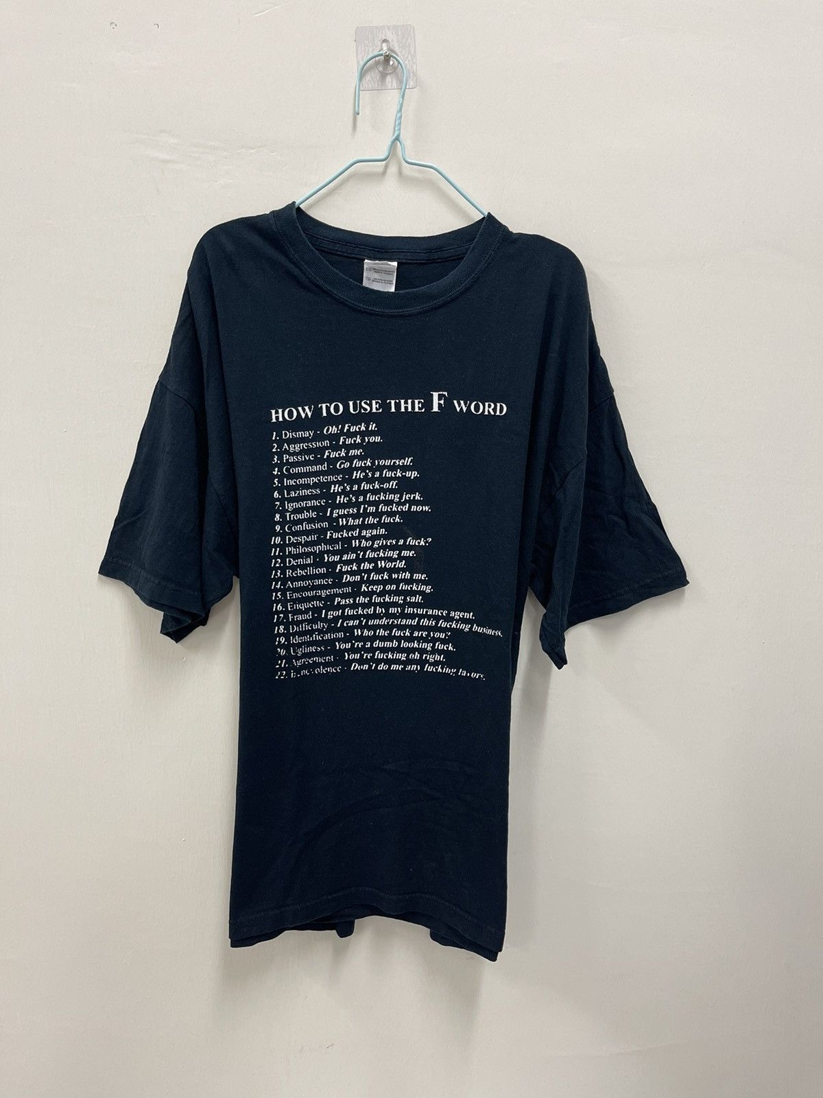 image of Vintage Wording How To Use The F Word Tee in Black, Men's (Size XL)