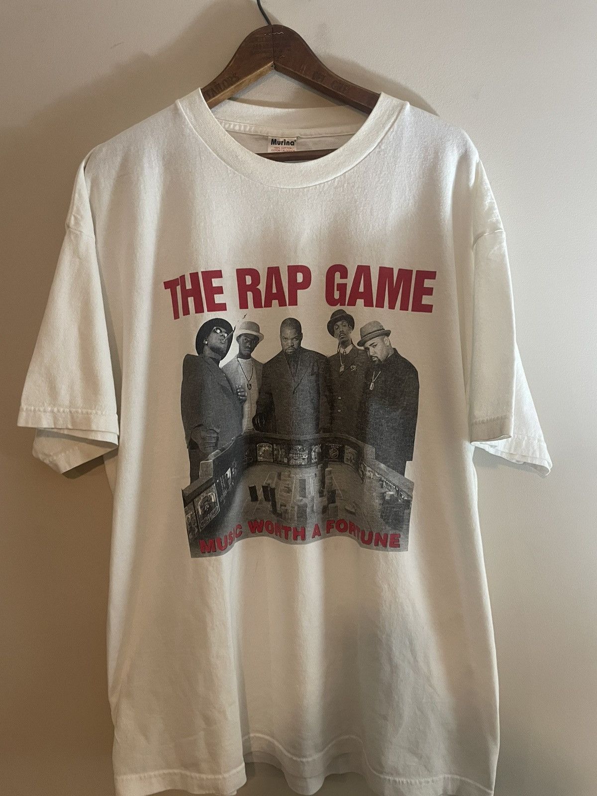 Image of Rap Tees Vintage Rap Game Priority Records Rap Tee Shirt in White, Men's (Size 2XL)