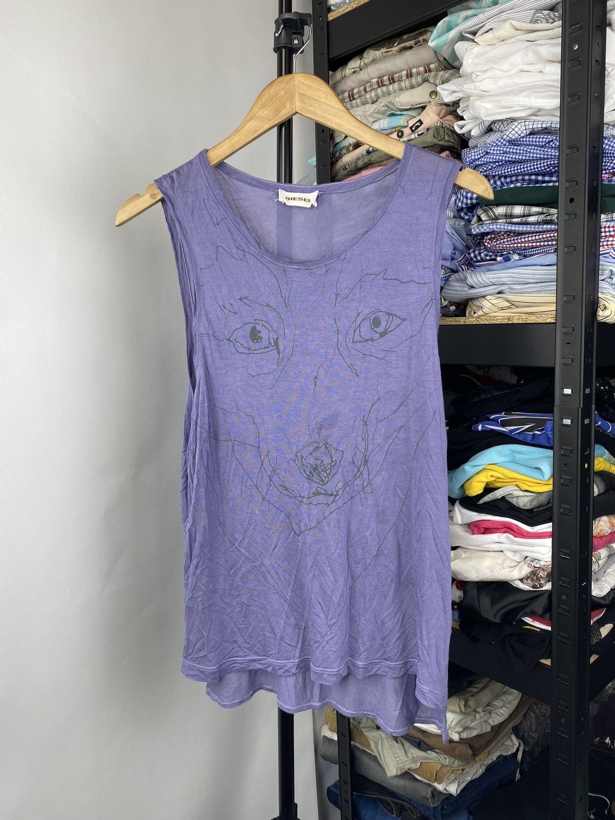 Diesel × Vintage Diesel Punk Opium Gothic Avant Garde Wild Face Tank Top Size US S / EU 44-46 / 1 - 1 Thumbnail