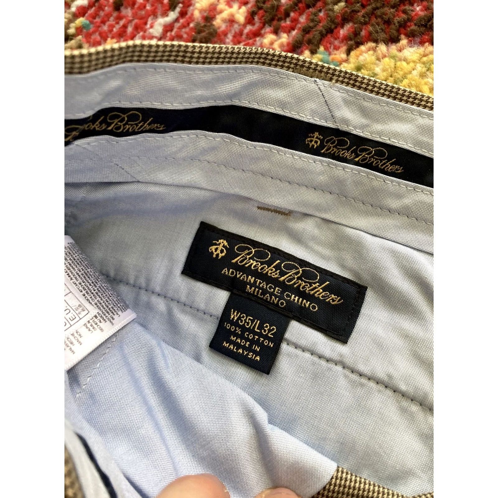 Brooks Brothers Brooks Brothers Pants Mens 35x32 Houndstooth Beige Cotton Dress Pants City Office Career Smart Casual Pockets Zip Regular Inseam 32 Mens Size US 35 - 6 Thumbnail